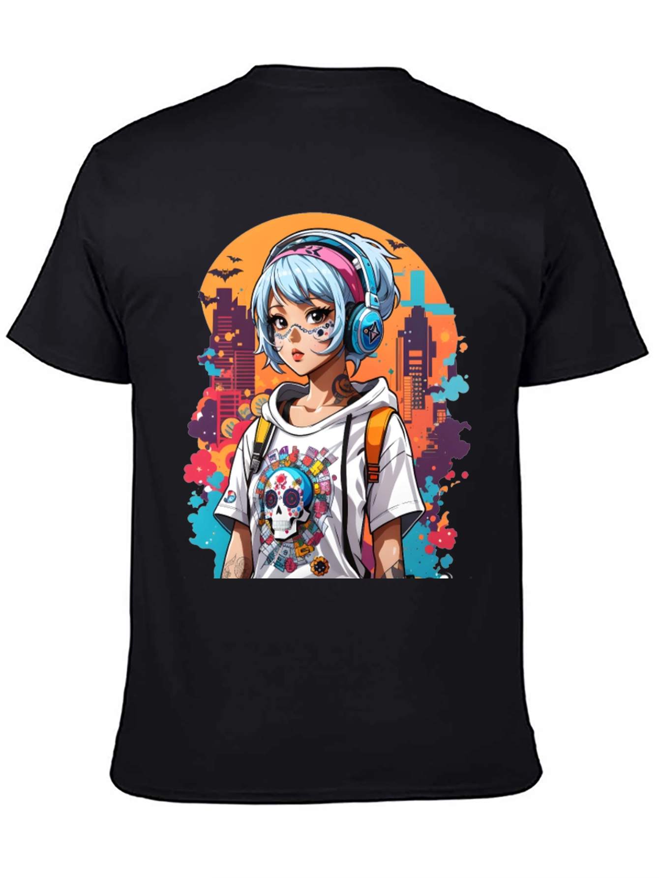 Anime Girl Graphic Tee - Urban Day of the Dead
