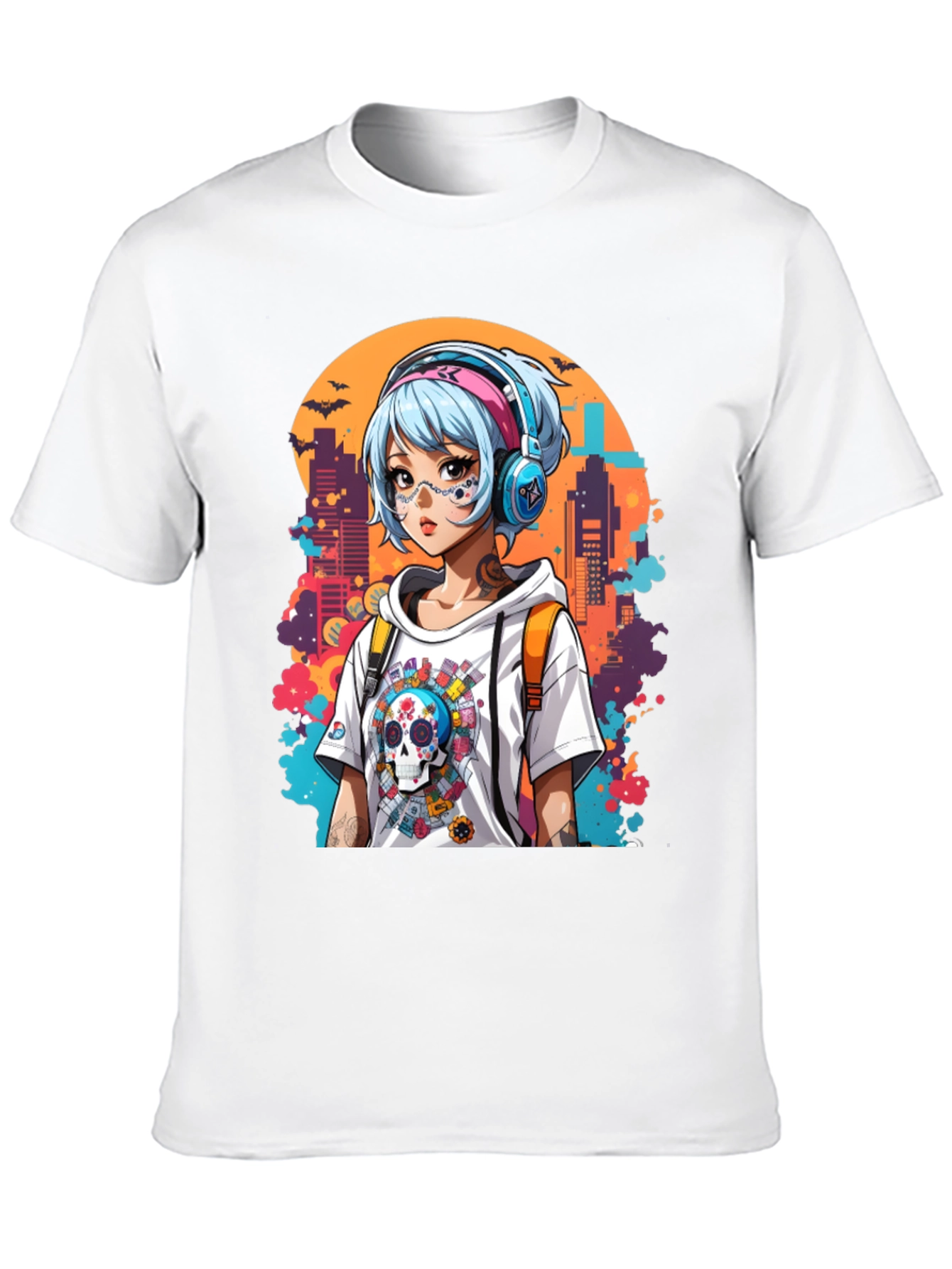 Anime Girl Graphic Tee - Urban Day of the Dead