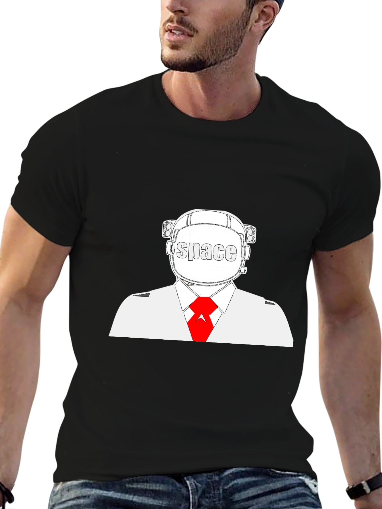 Space Man Black T-Shirt - Unique Graphic Tee