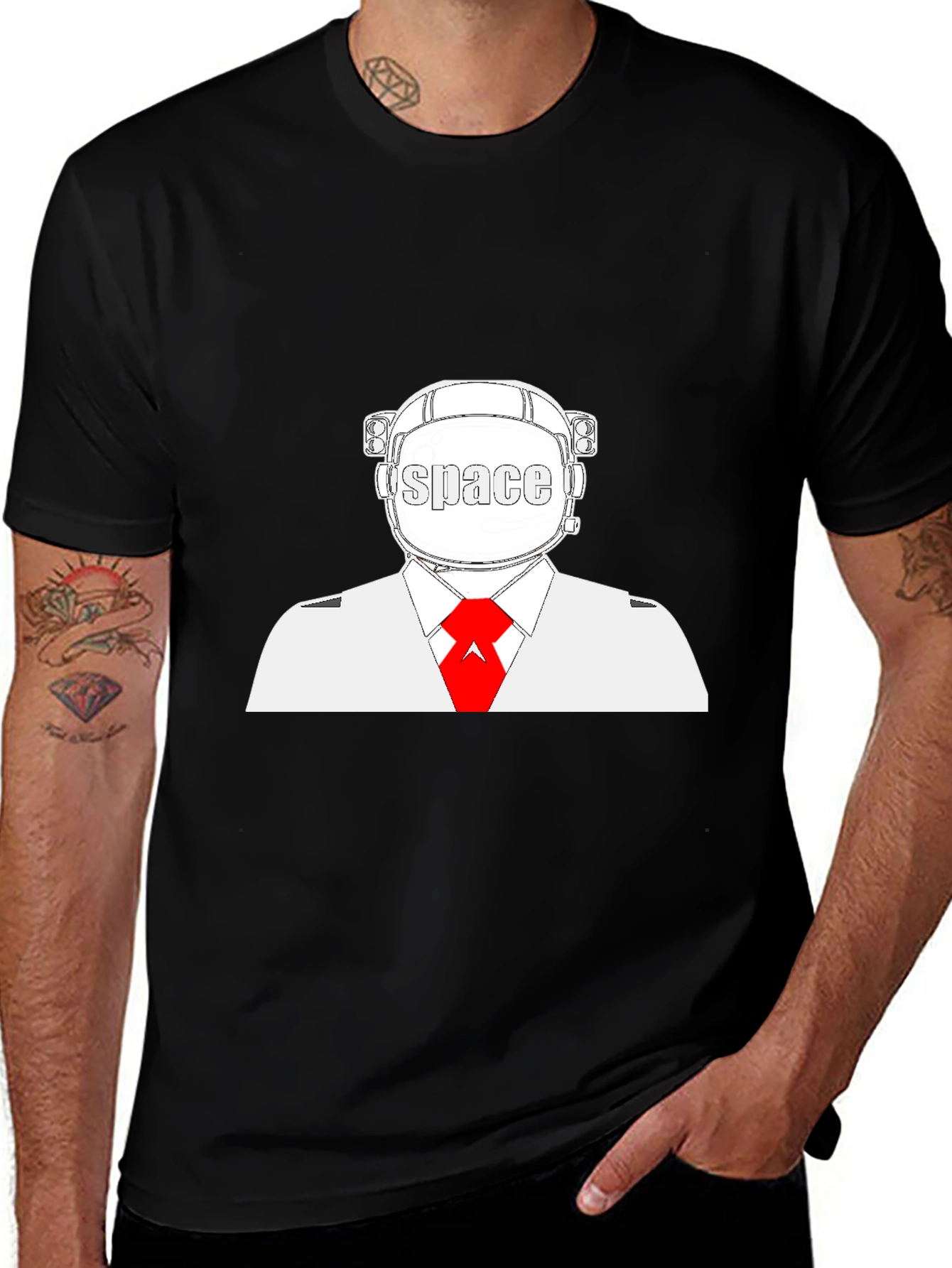 Space Man Black T-Shirt - Unique Graphic Tee