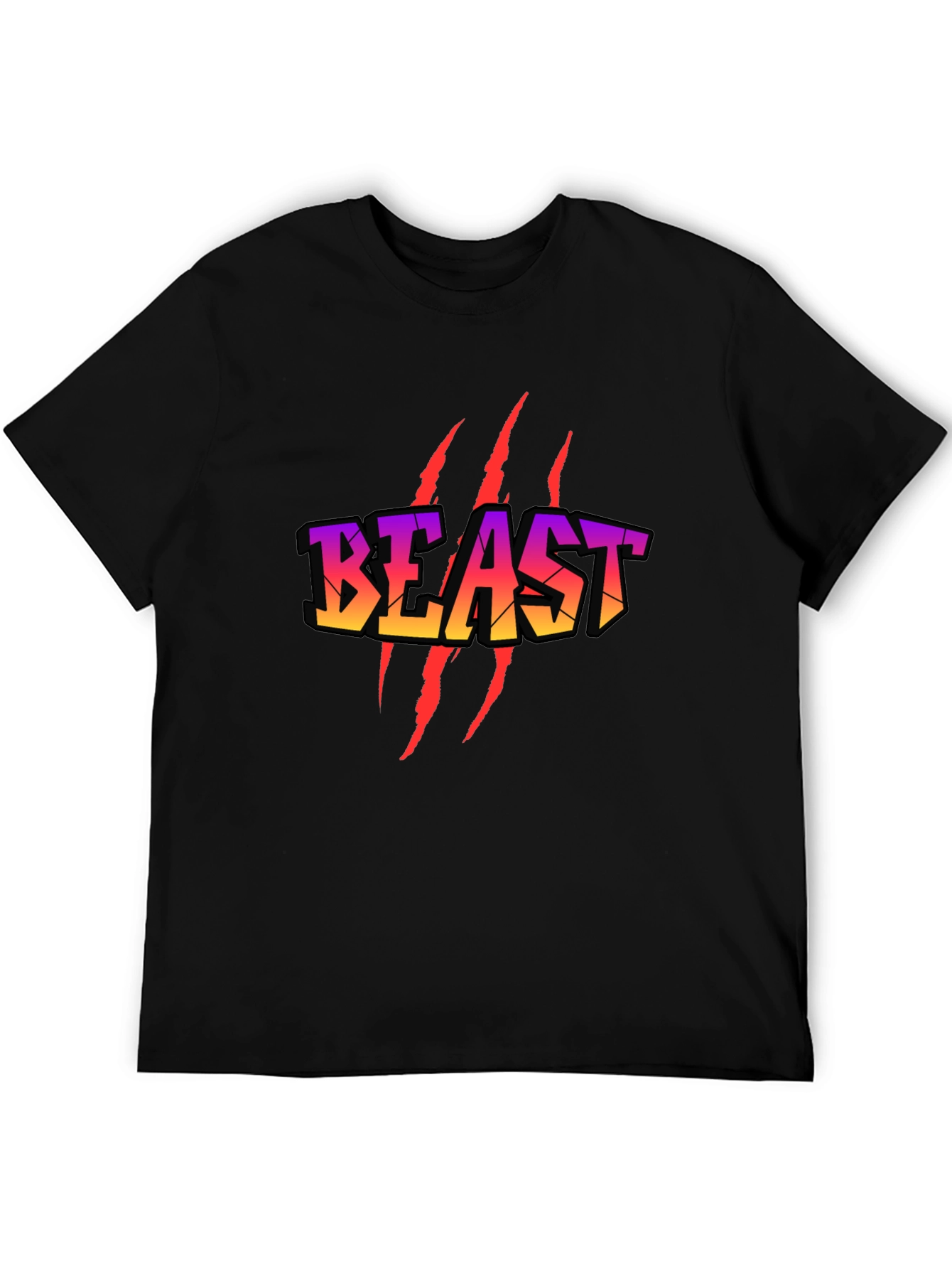 Beast Graphic T-Shirt - Black Crew Neck Tee