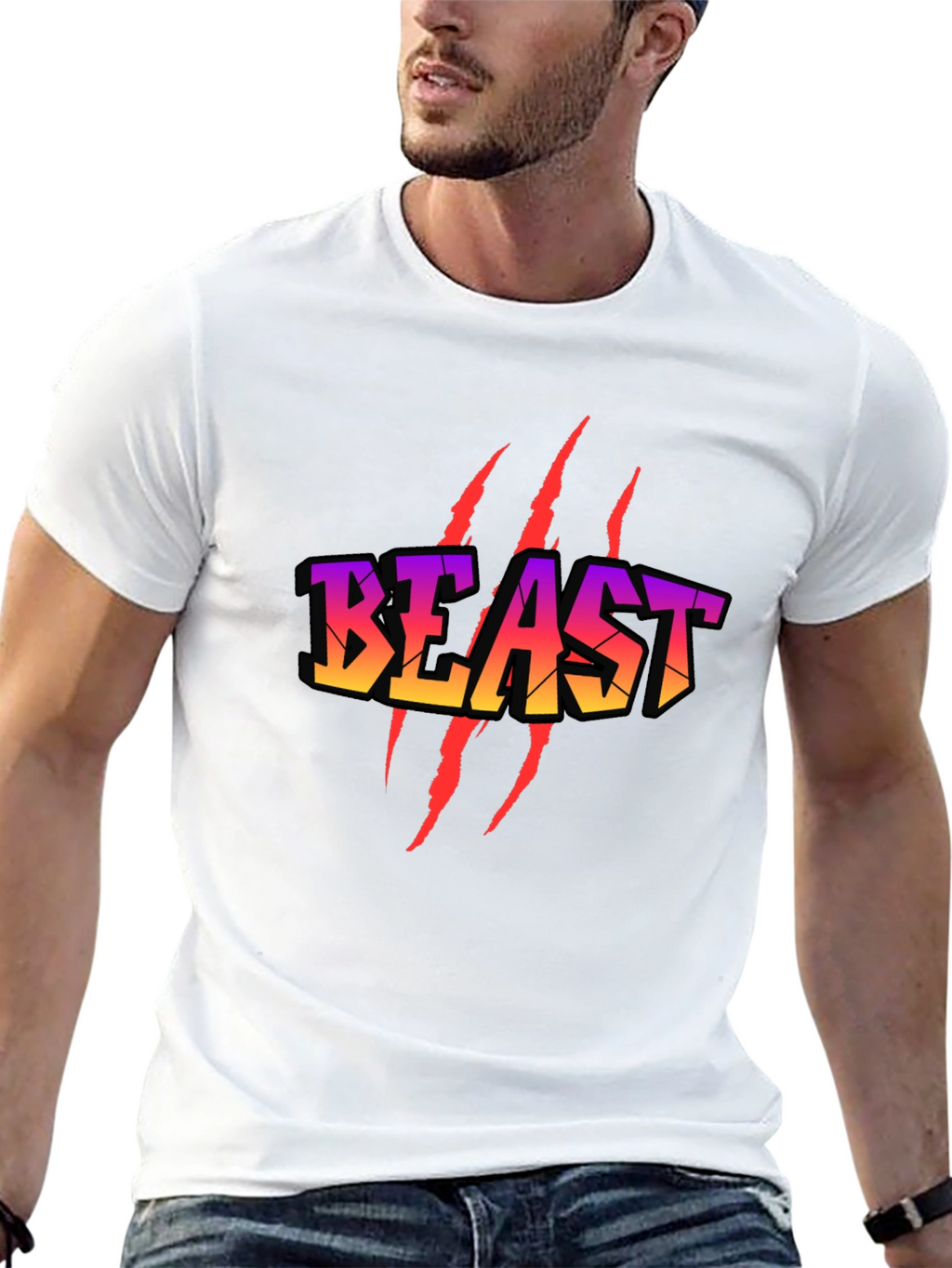 Beast Graphic T-Shirt - Black Crew Neck Tee