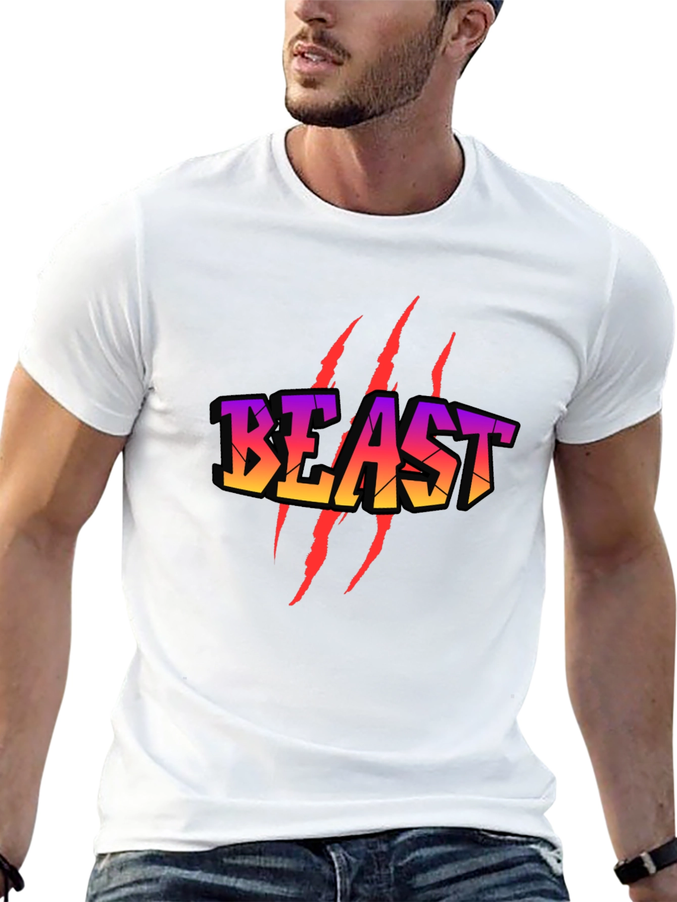 Beast Graphic T-Shirt - Black Crew Neck Tee