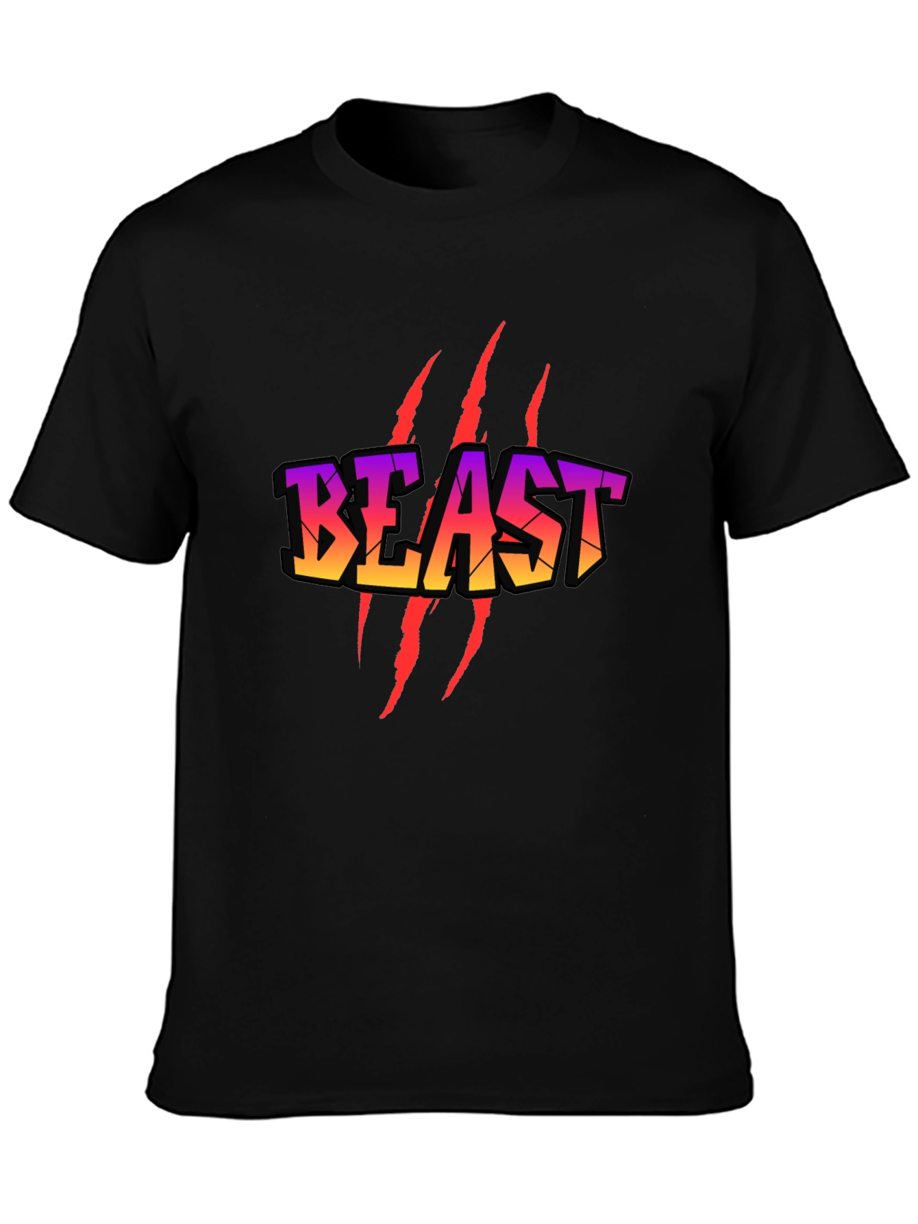 Beast Graphic T-Shirt - Black Crew Neck Tee