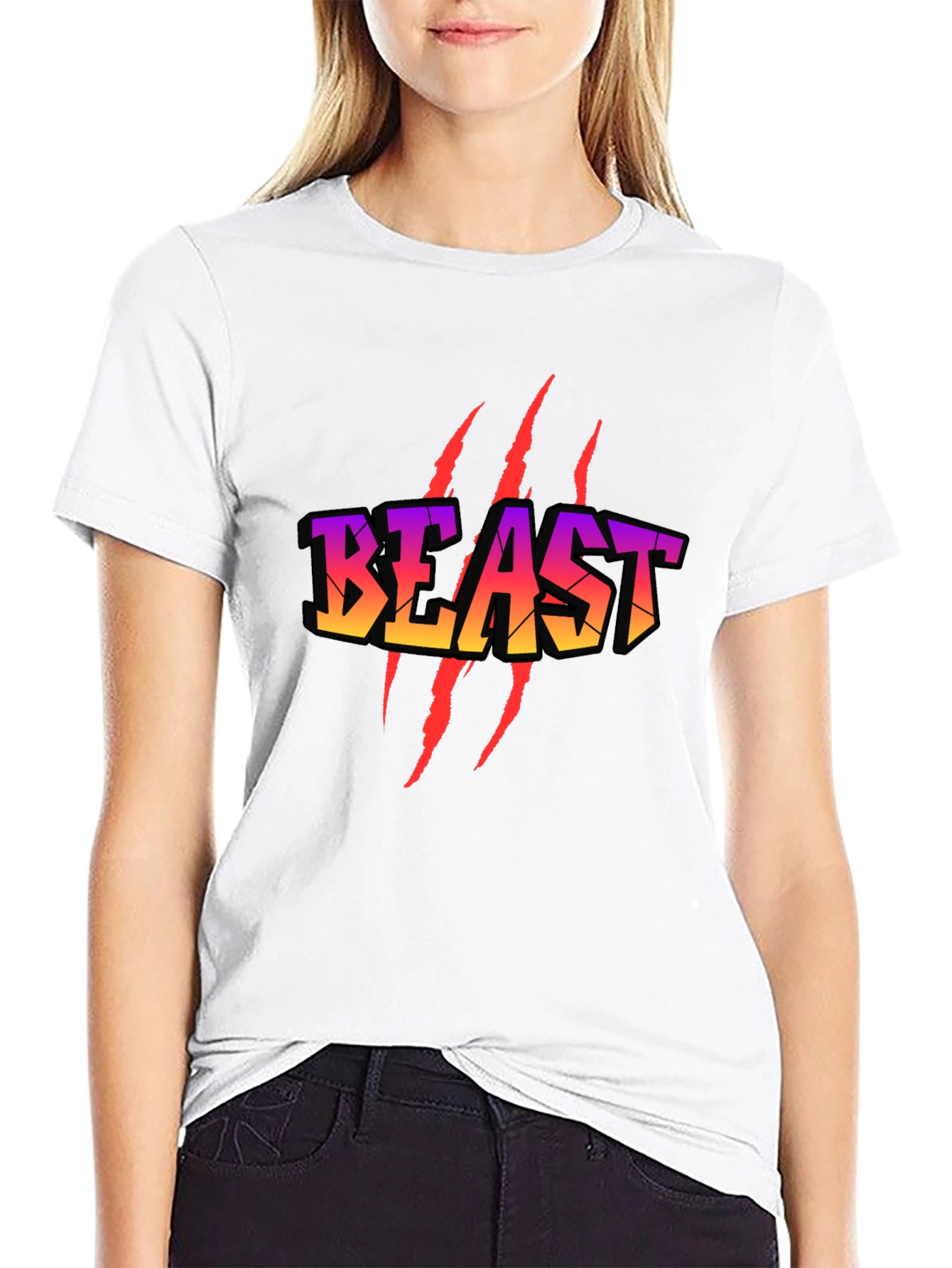Beast Graphic T-Shirt - Black Crew Neck Tee