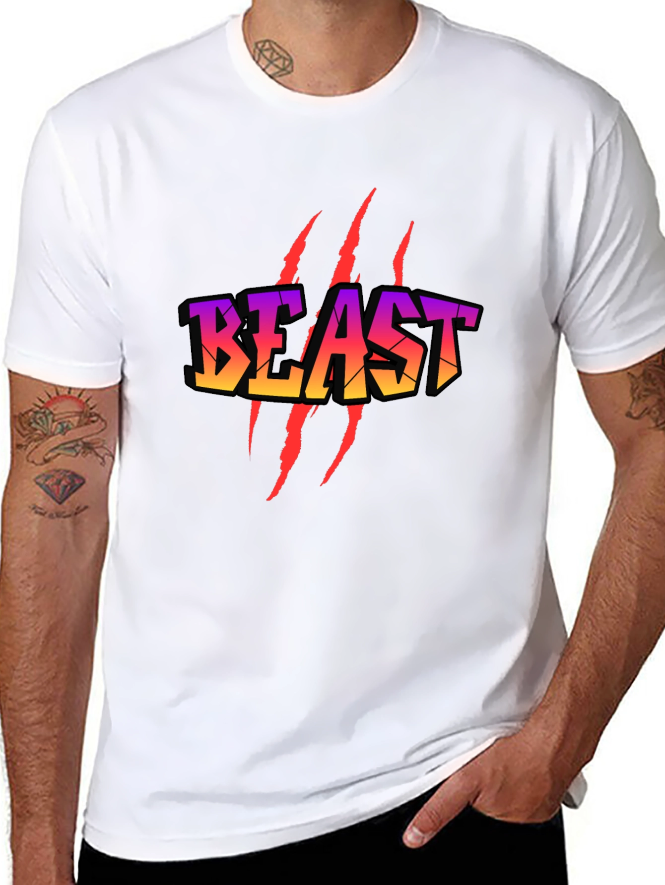 Beast Graphic T-Shirt - Black Crew Neck Tee