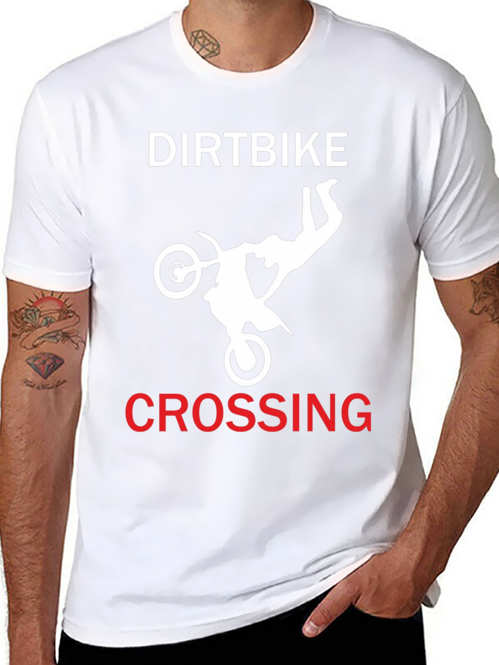 Dirtbike Crossing Graphic Tee - Black