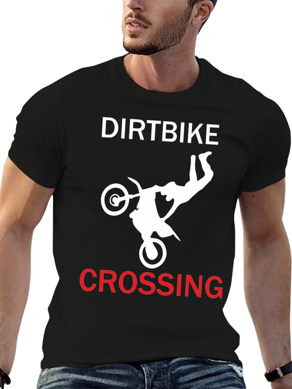 Dirtbike Crossing Graphic Tee - Black