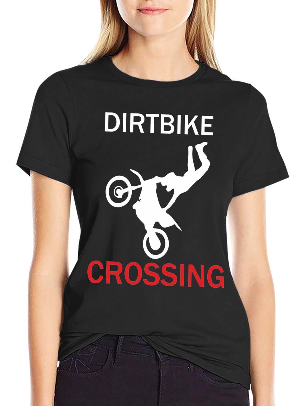 Dirtbike Crossing Graphic Tee - Black