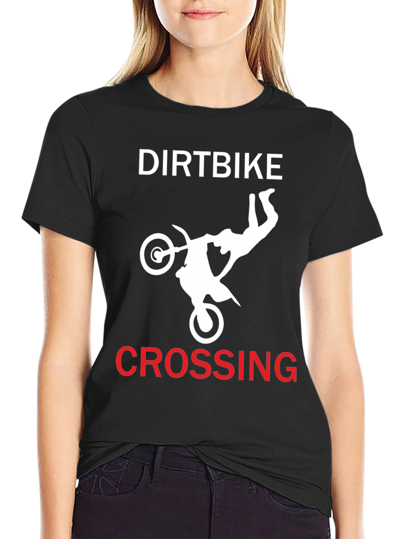 Dirtbike Crossing Graphic Tee - Black