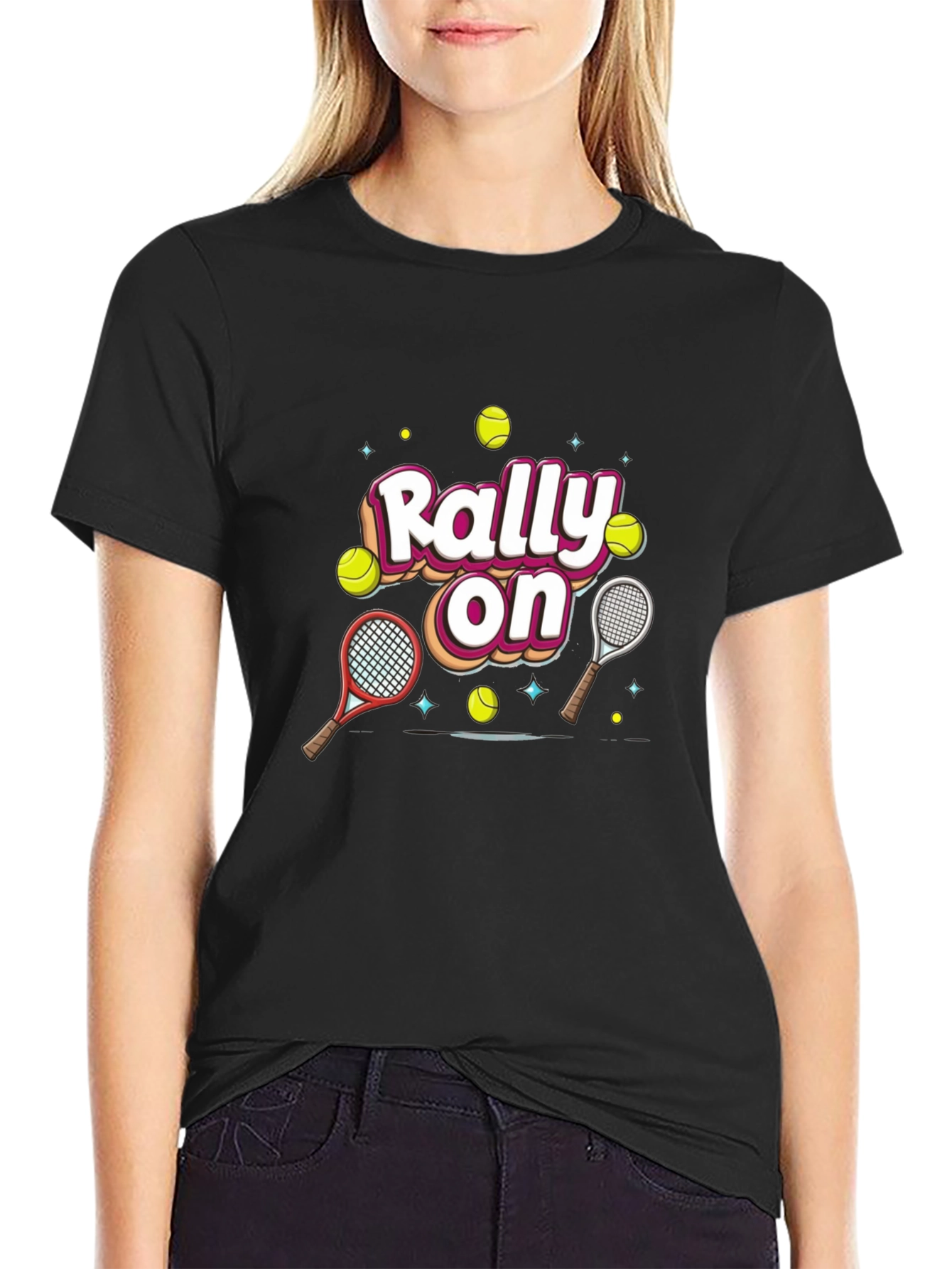 Rally On Tennis Graphic Tee - Fun Sport Shirt