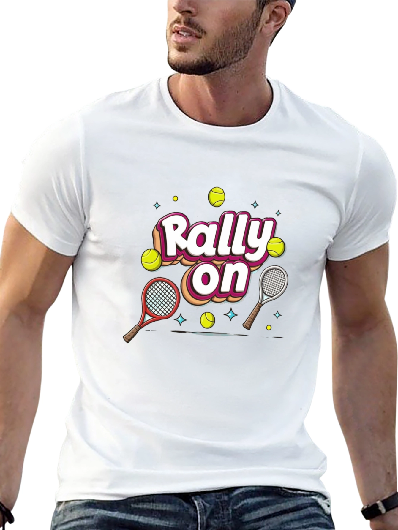 Rally On Tennis Graphic Tee - Fun Sport Shirt