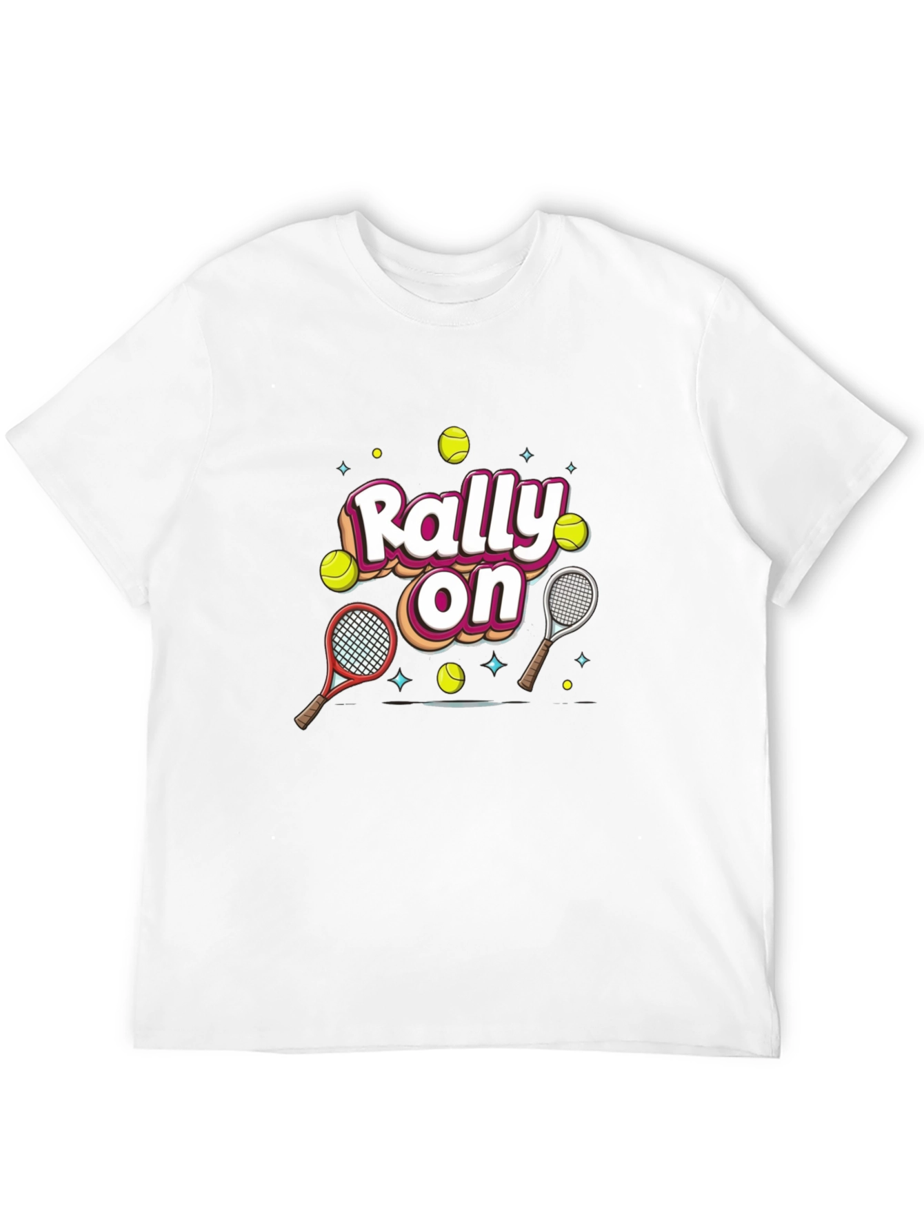 Rally On Tennis Graphic Tee - Fun Sport Shirt