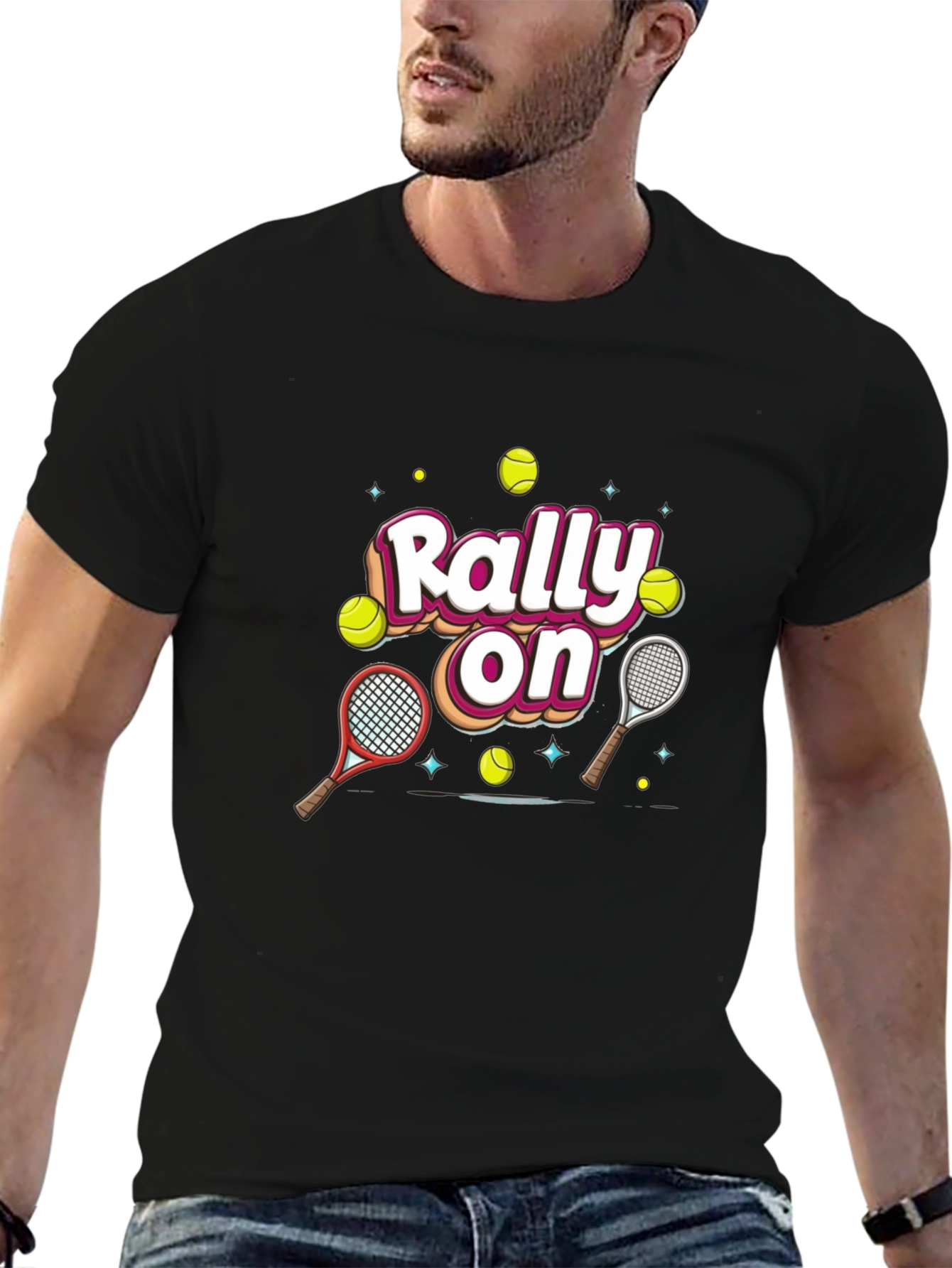 Rally On Tennis Graphic Tee - Fun Sport Shirt