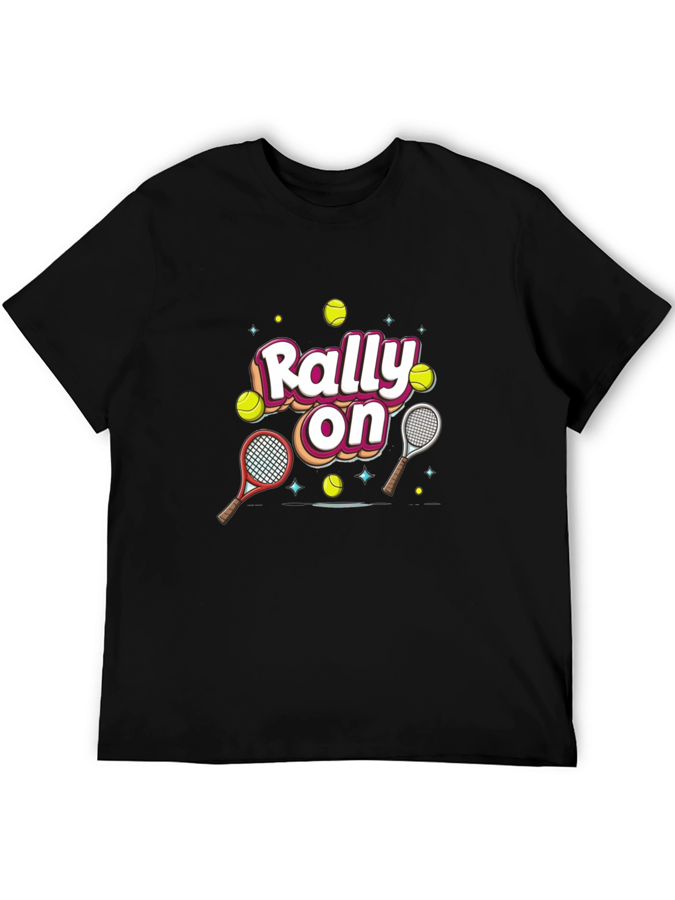 Rally On Tennis Graphic Tee - Fun Sport Shirt