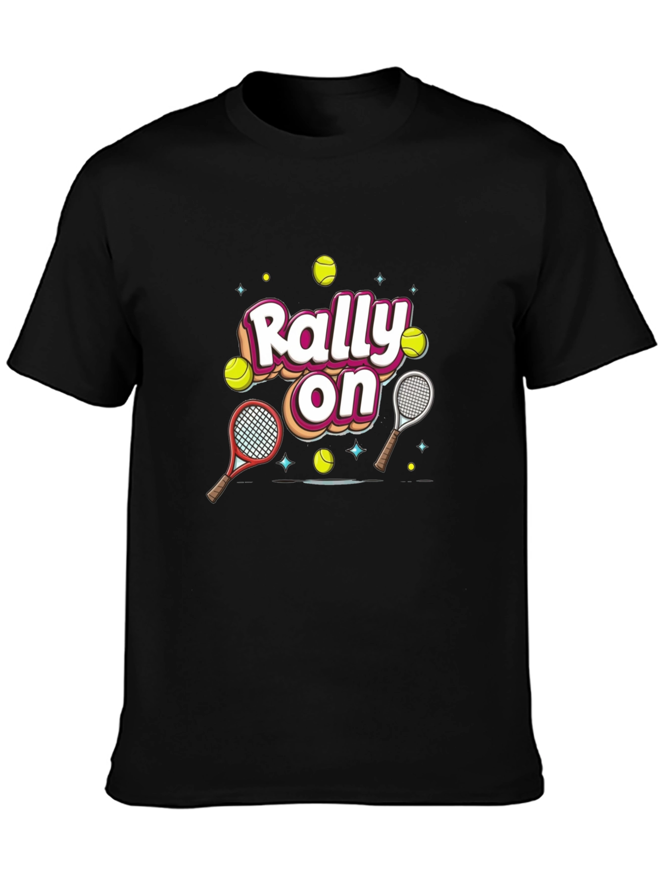 Rally On Tennis Graphic Tee - Fun Sport Shirt