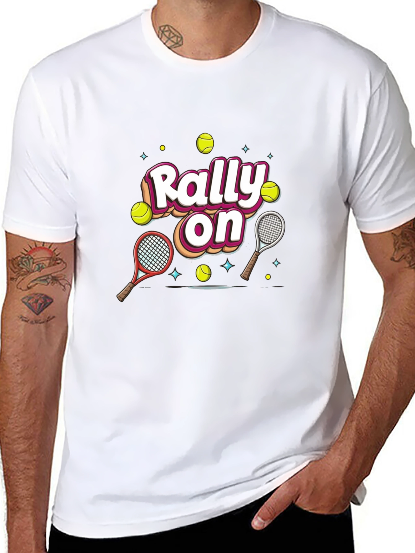 Rally On Tennis Graphic Tee - Fun Sport Shirt