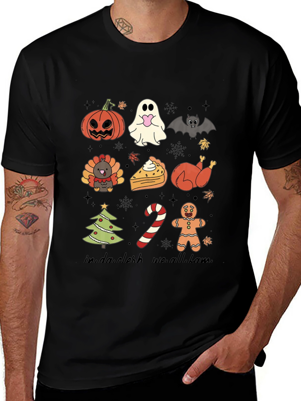 Seasonal Holiday Icons Black T-Shirt