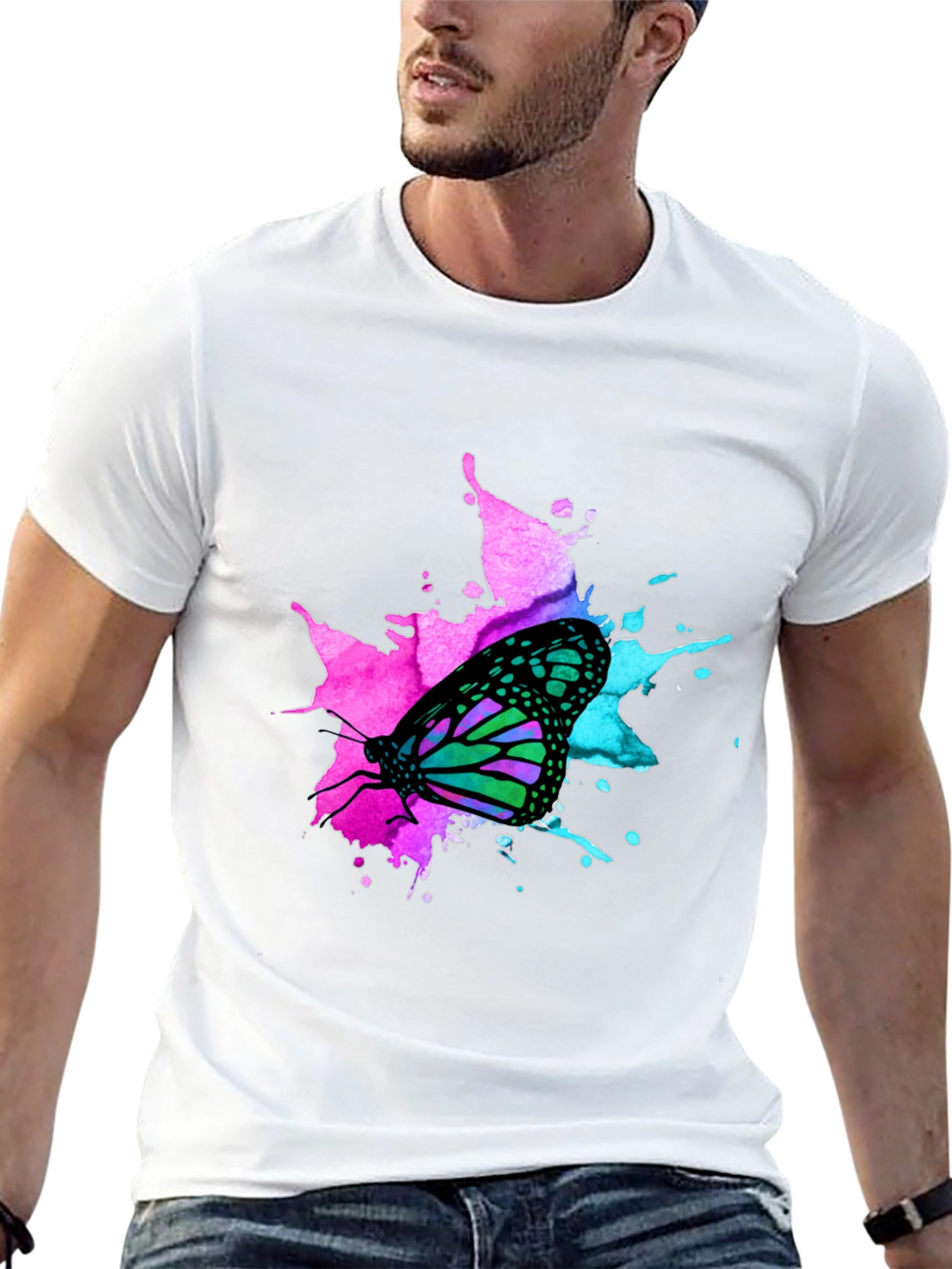 Butterfly Splash Graphic Black T-Shirt