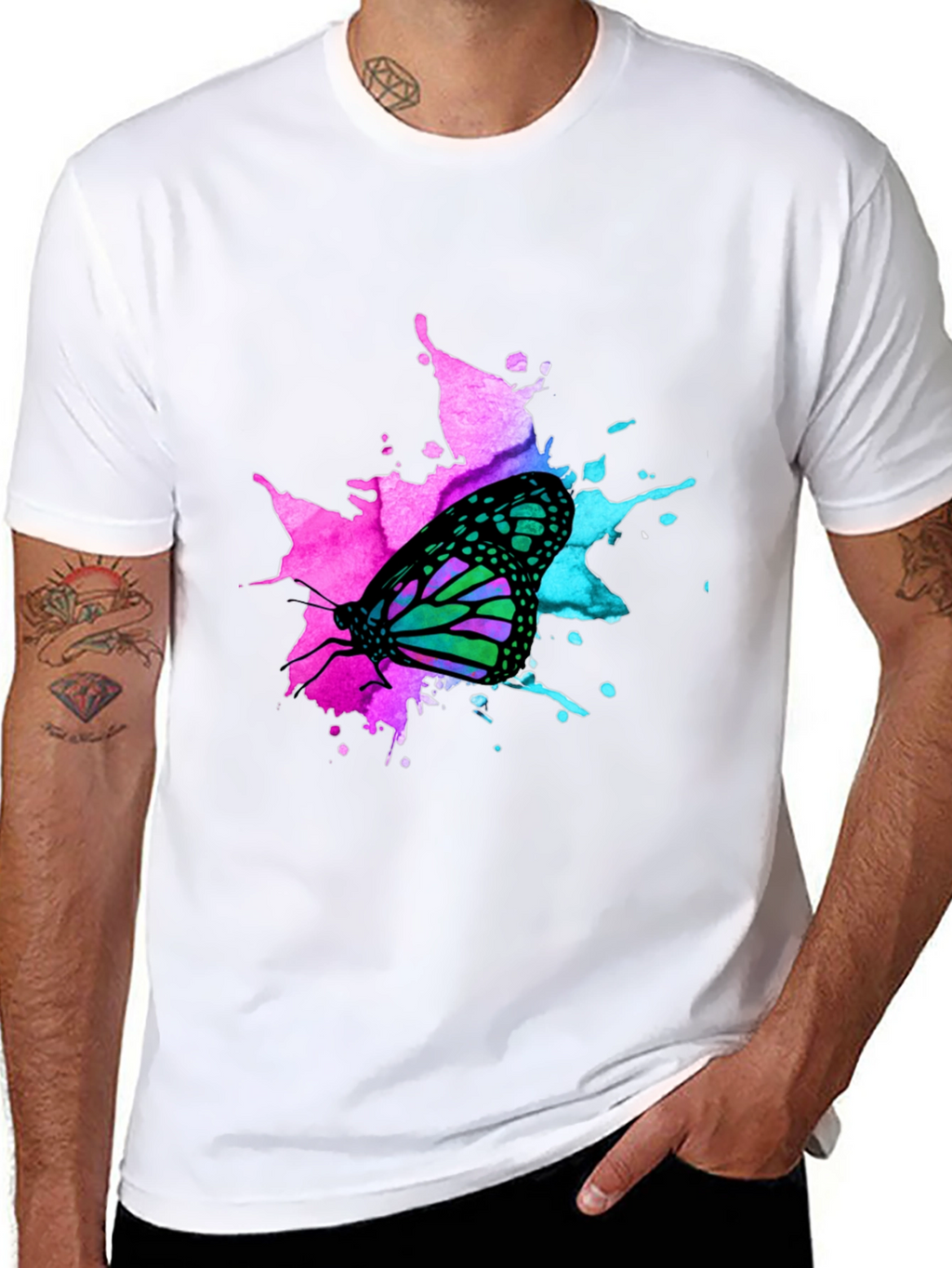 Butterfly Splash Graphic Black T-Shirt