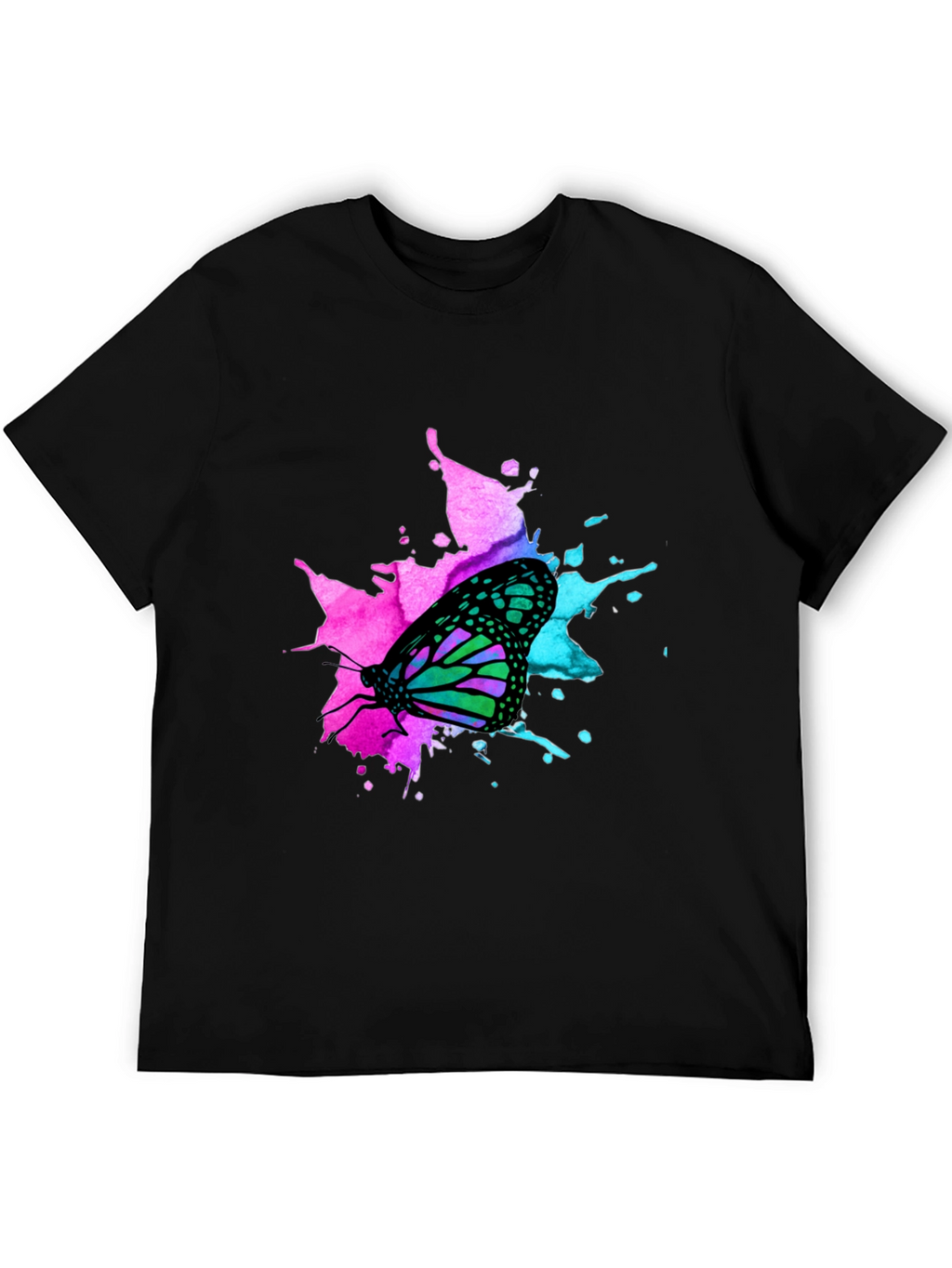 Butterfly Splash Graphic Black T-Shirt