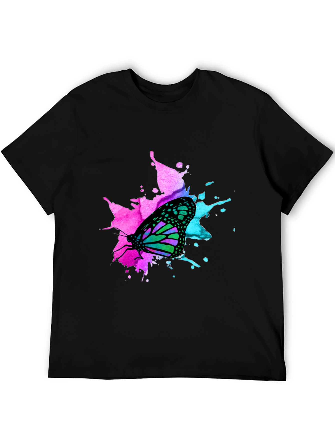 Butterfly Splash Graphic Black T-Shirt