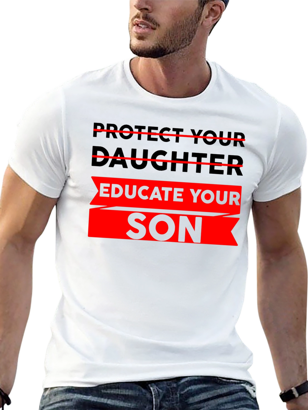 Protect Daughter Educate Son Black T-Shirt