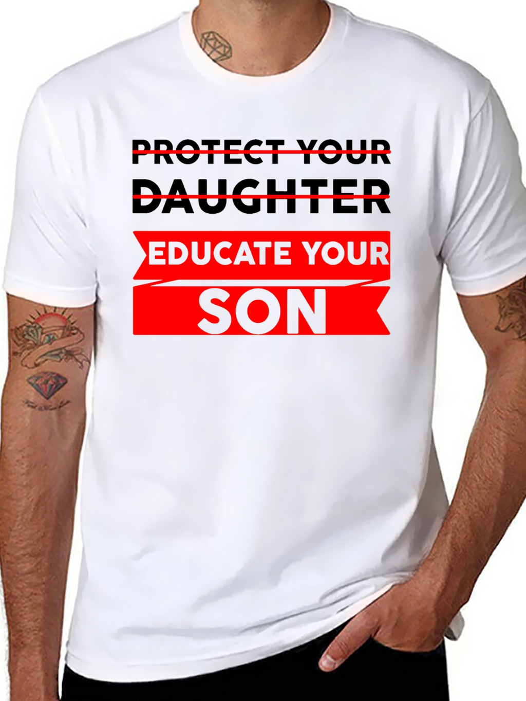 Protect Daughter Educate Son Black T-Shirt