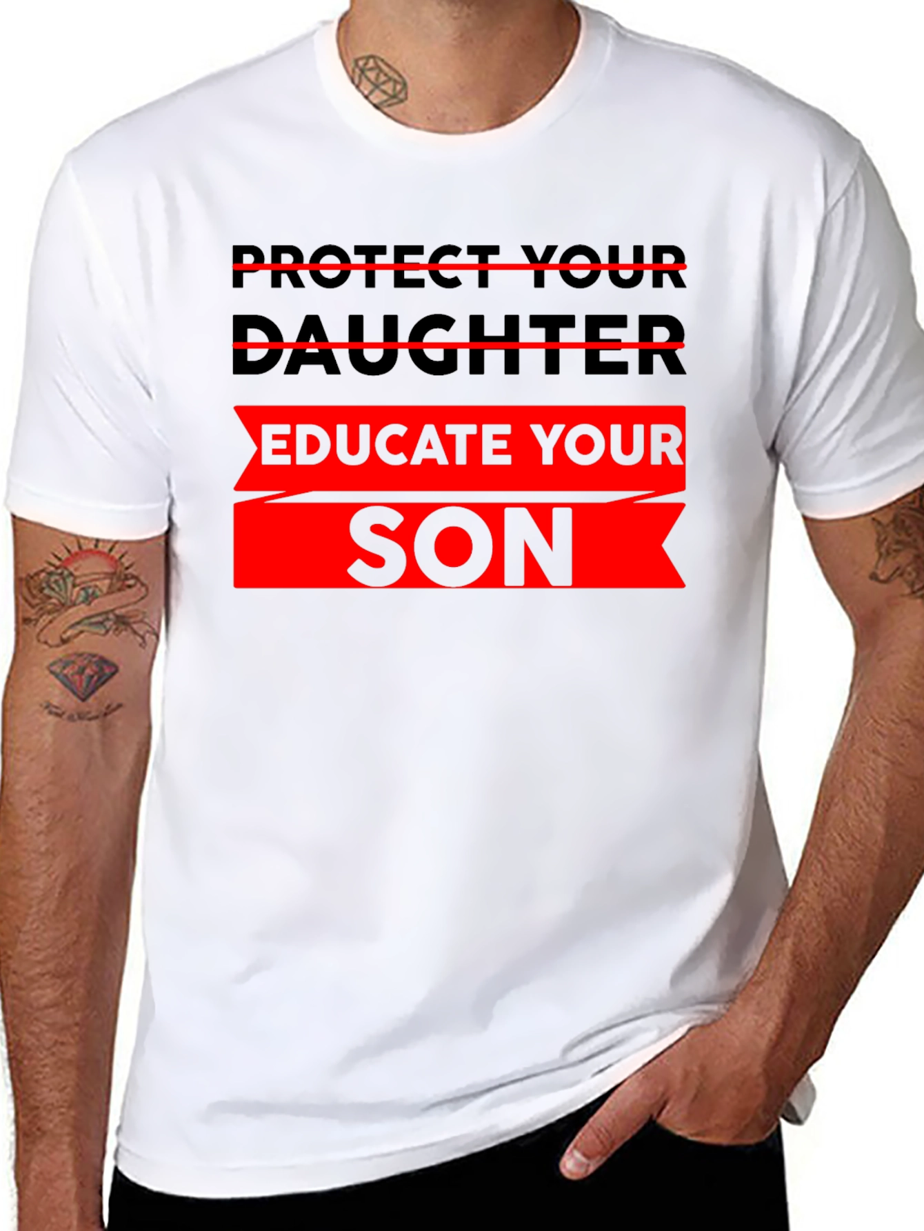 Protect Daughter Educate Son Black T-Shirt