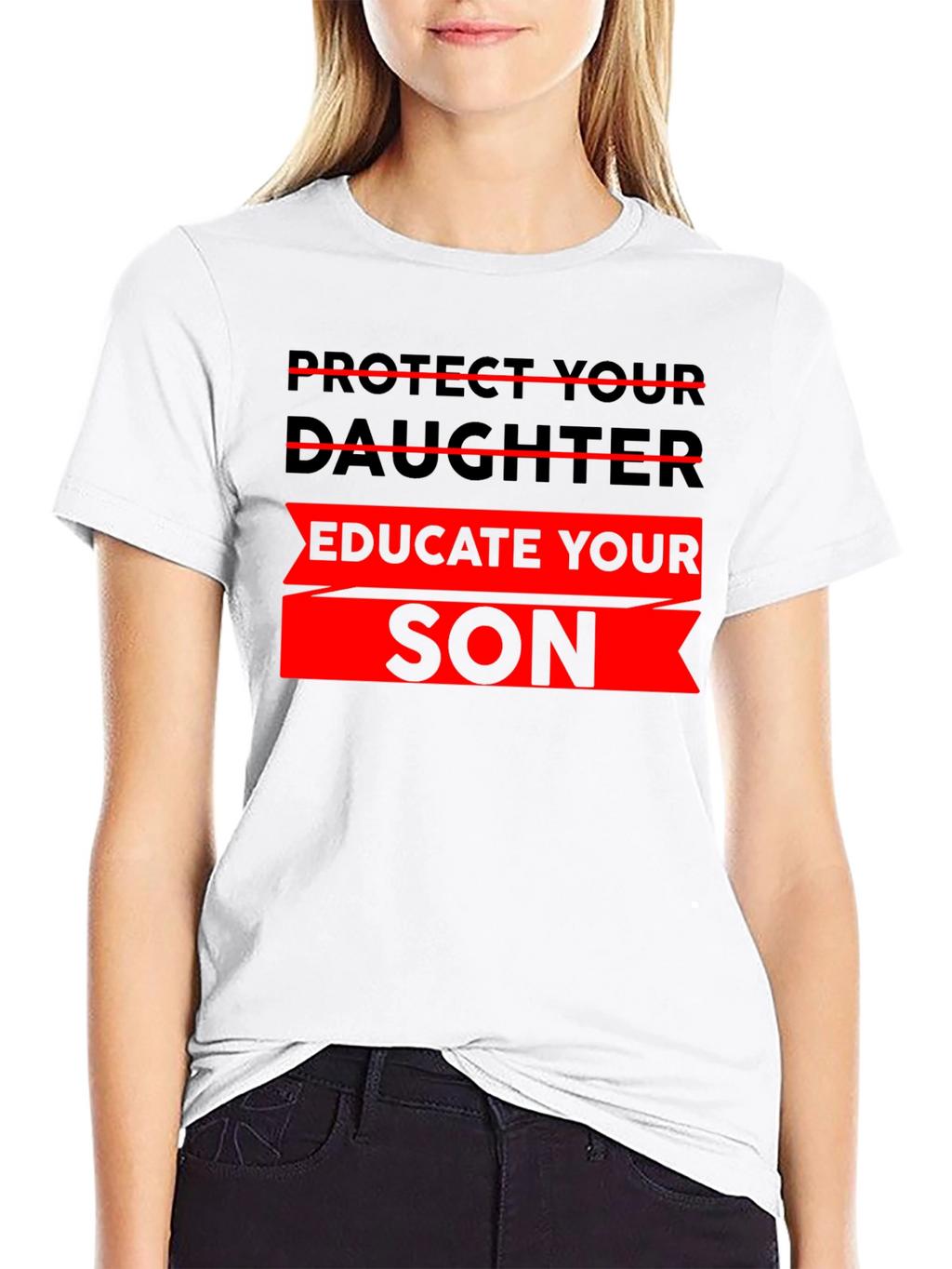 Protect Daughter Educate Son Black T-Shirt