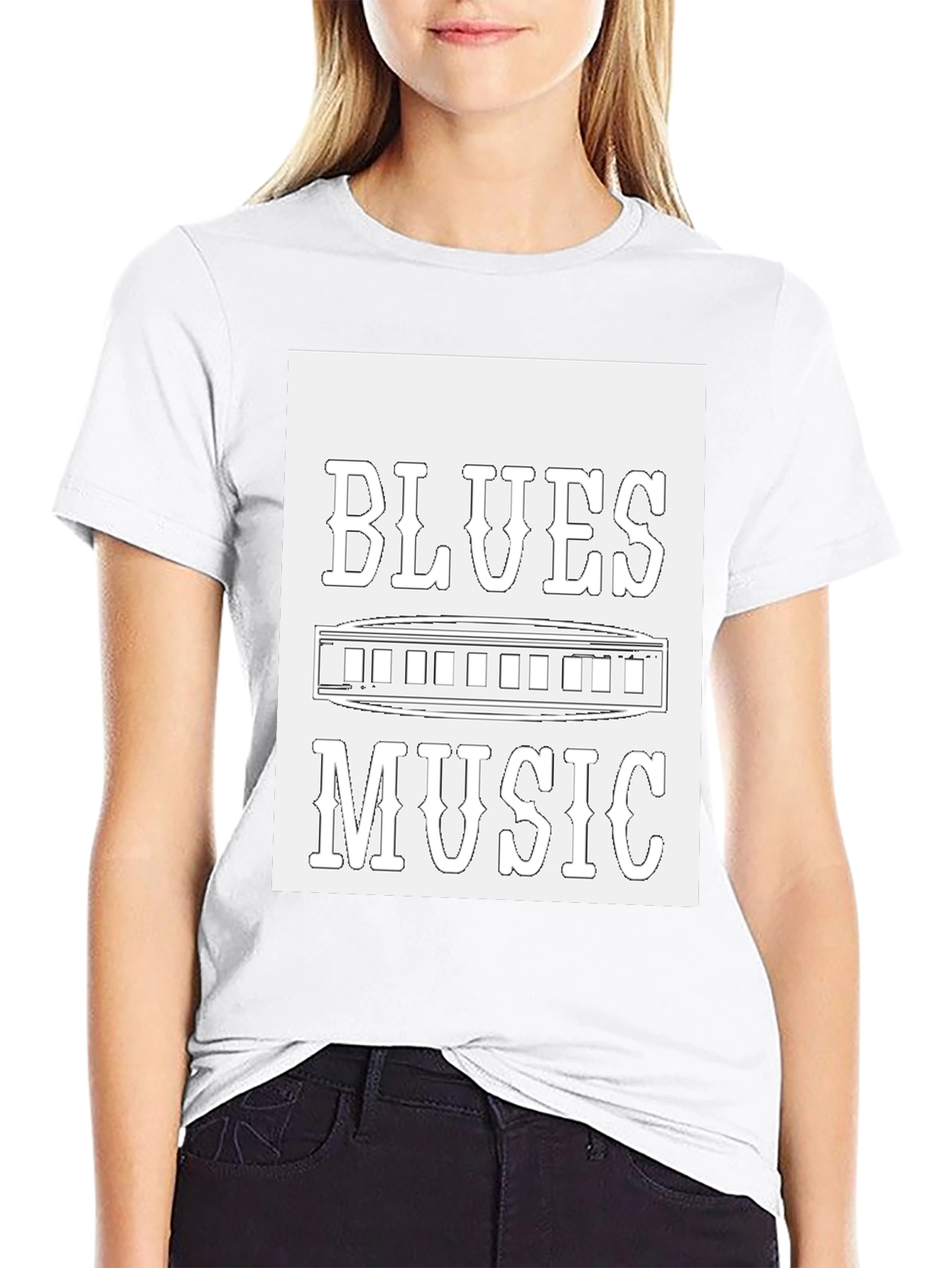 Blues Music T-Shirt - Harmonica Design