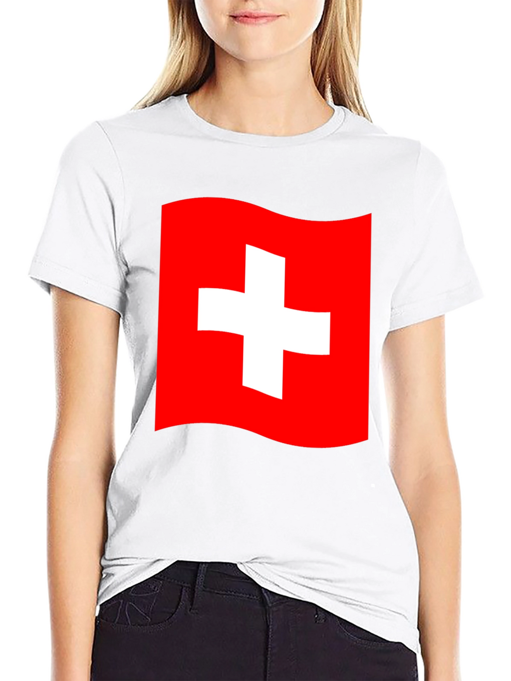 Swiss Flag T-Shirt - Black Cotton Tee