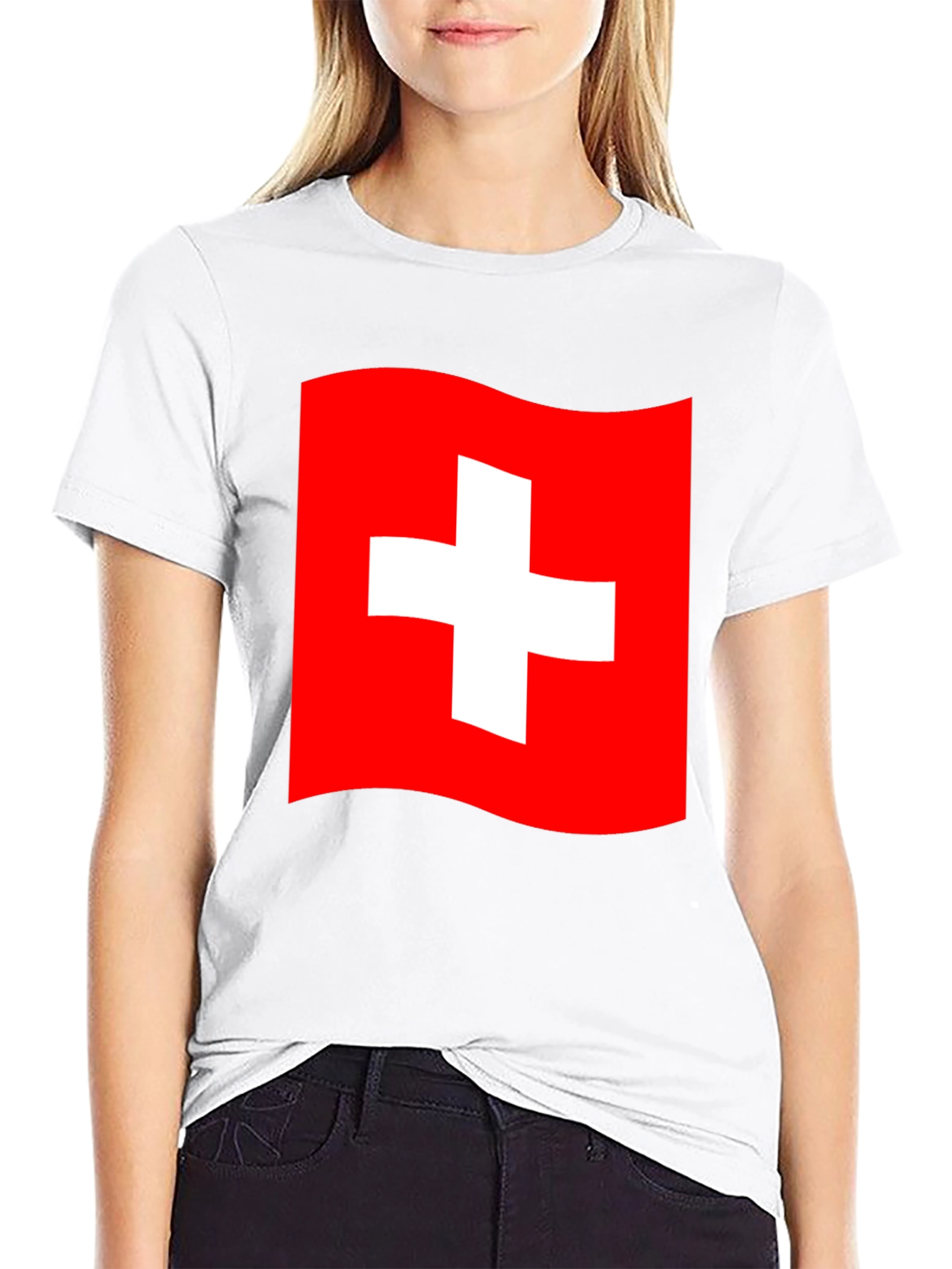 Swiss Flag T-Shirt - Black Cotton Tee