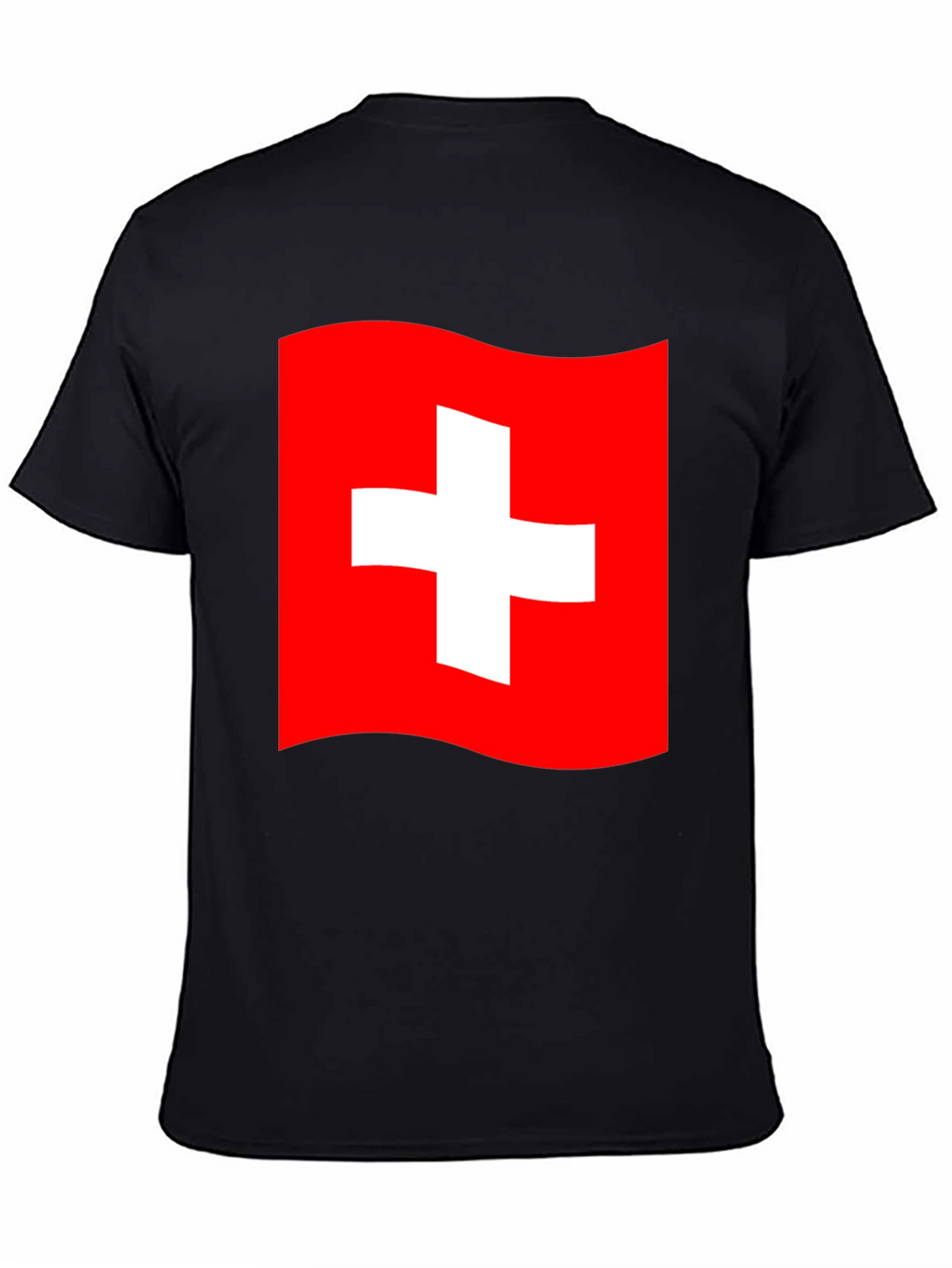 Swiss Flag T-Shirt - Black Cotton Tee