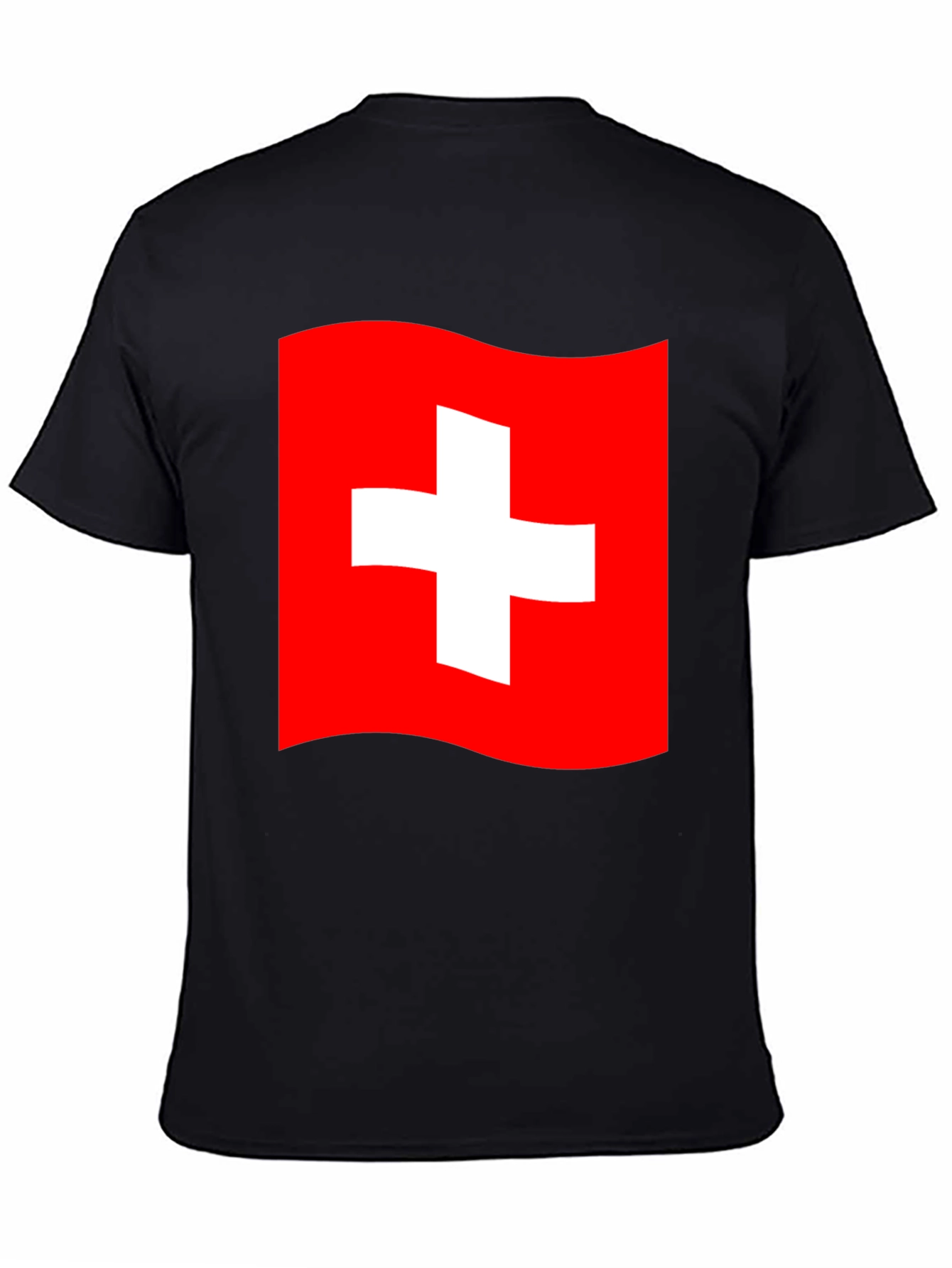 Swiss Flag T-Shirt - Black Cotton Tee