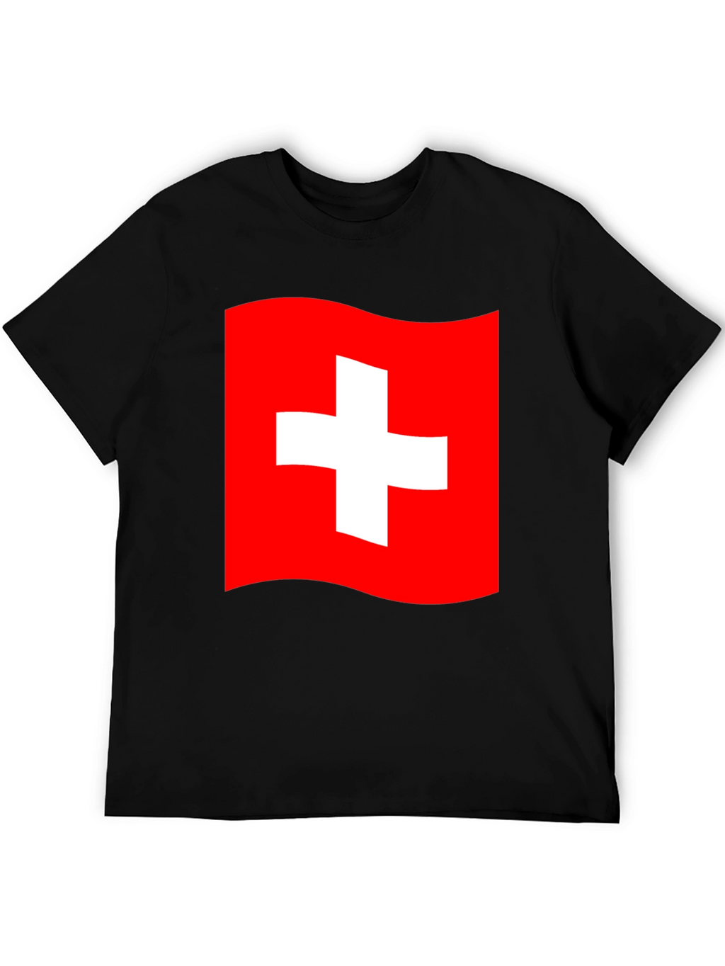 Swiss Flag T-Shirt - Black Cotton Tee