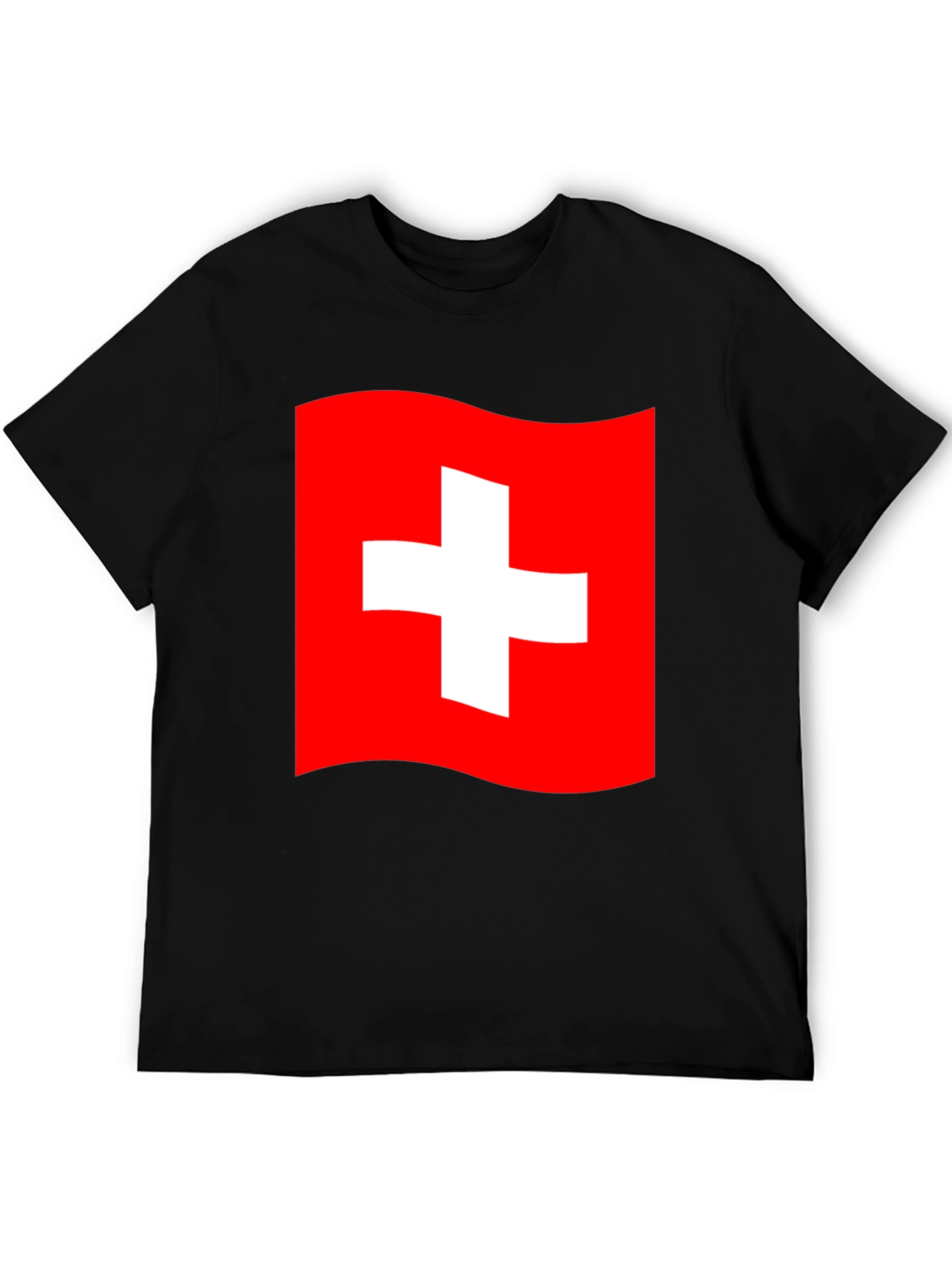 Swiss Flag T-Shirt - Black Cotton Tee