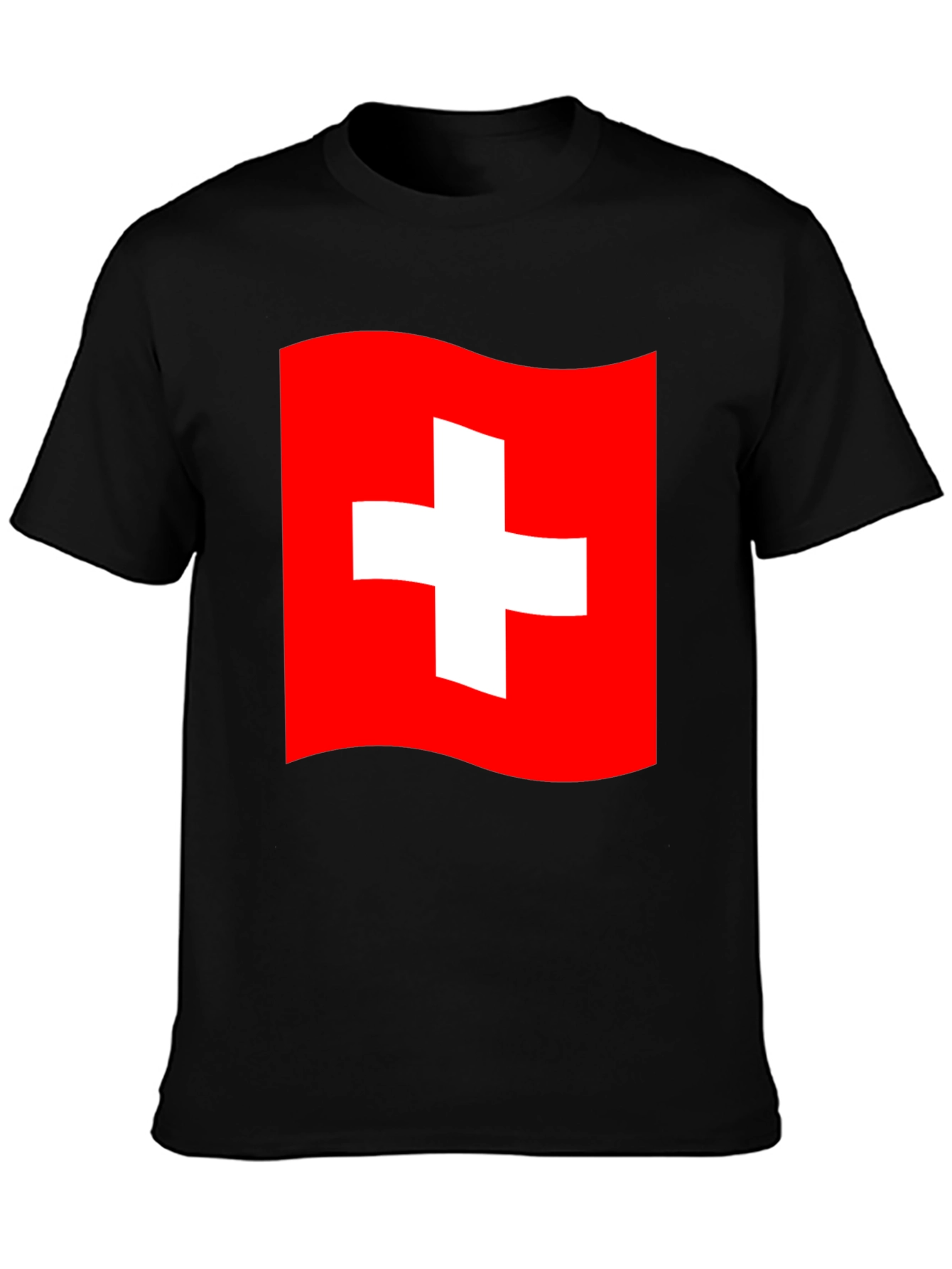 Swiss Flag T-Shirt - Black Cotton Tee
