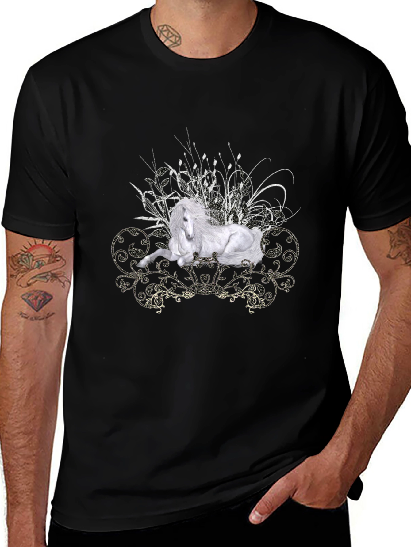 Majestic Horse Graphic Tee - Mens Black T-Shirt