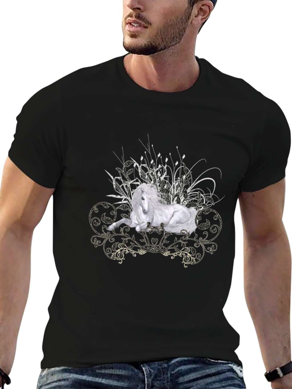 Majestic Horse Graphic Tee - Mens Black T-Shirt