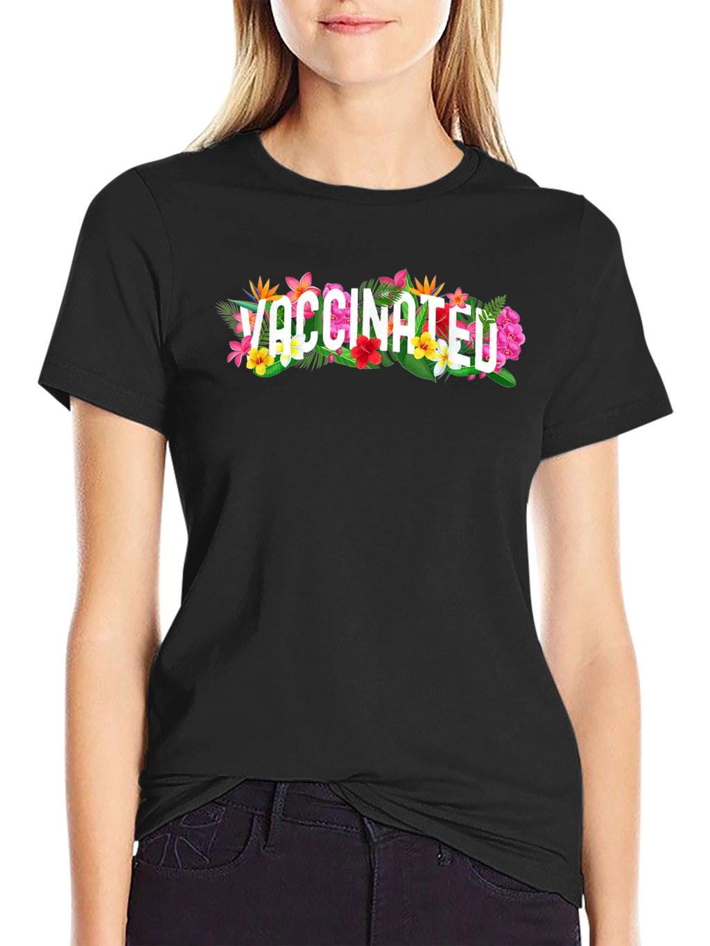 Vaccinated Floral Graphic T-Shirt