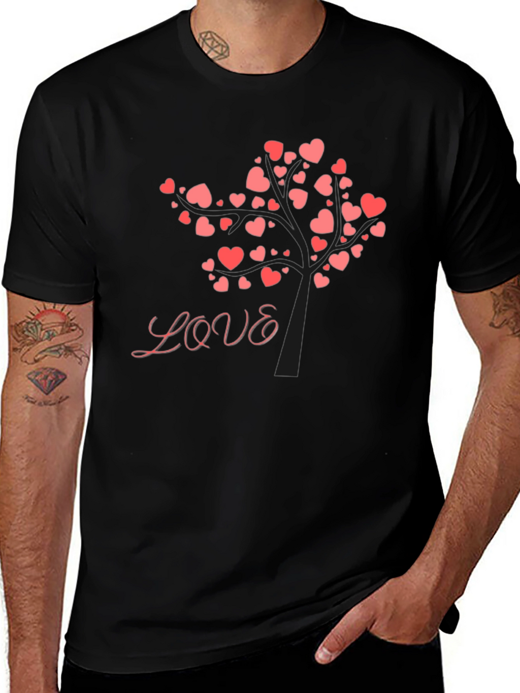 Love Tree Graphic Tee - Black Cotton Blend Shirt