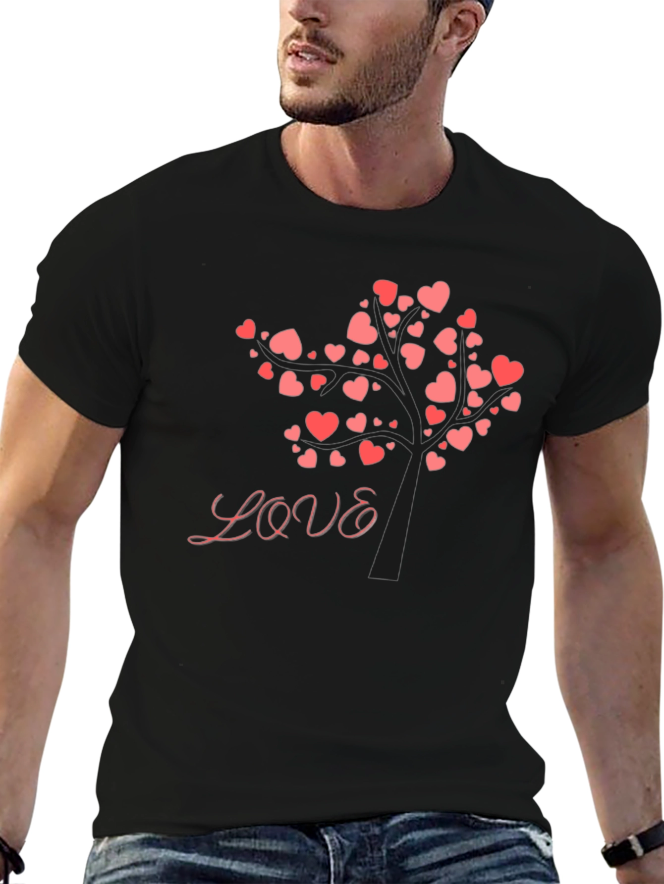 Love Tree Graphic Tee - Black Cotton Blend Shirt