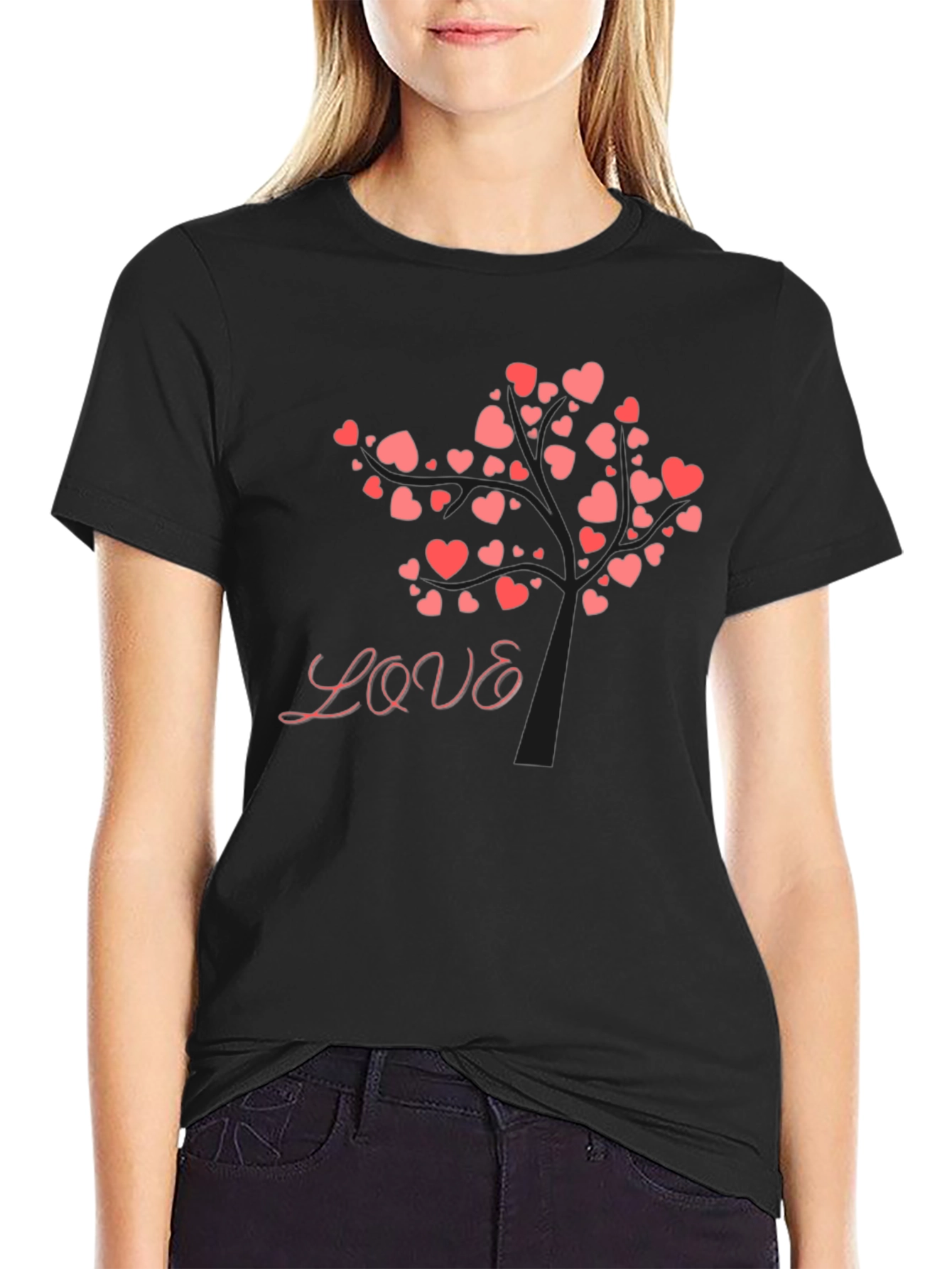 Love Tree Graphic Tee - Black Cotton Blend Shirt