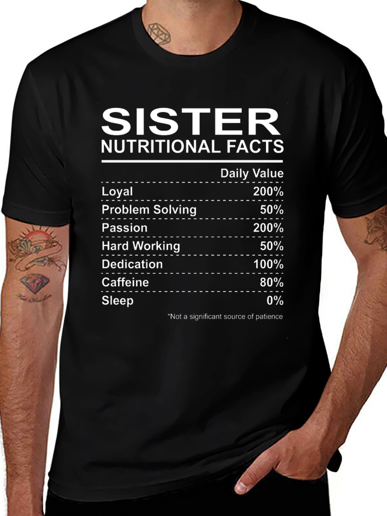 Sister Nutritional Facts T-Shirt - Funny Sister Gift