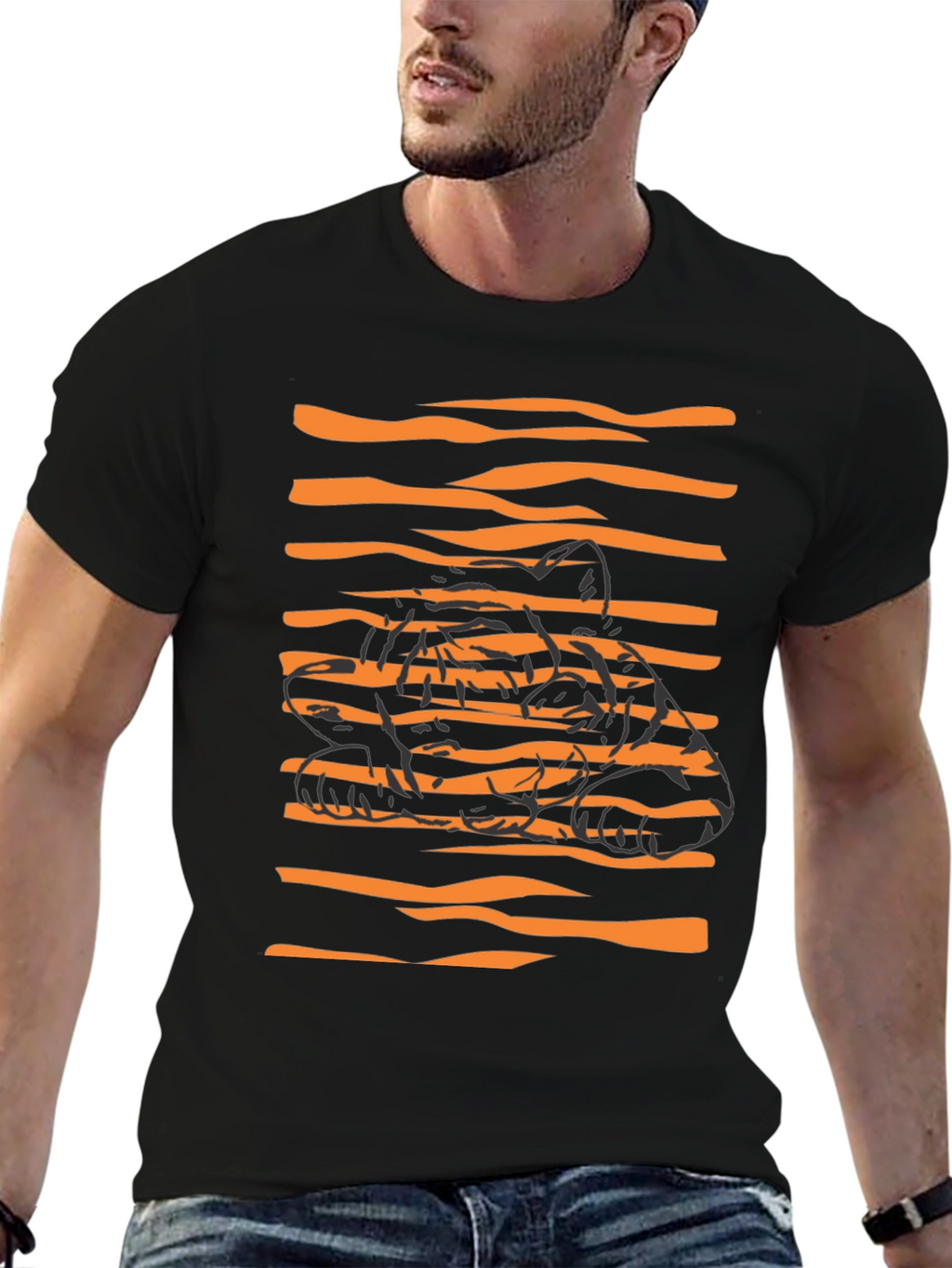Striking Tiger Graphic Black T-Shirt