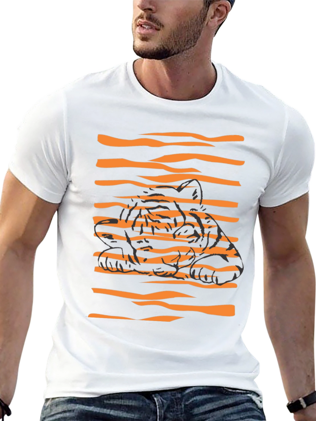 Striking Tiger Graphic Black T-Shirt