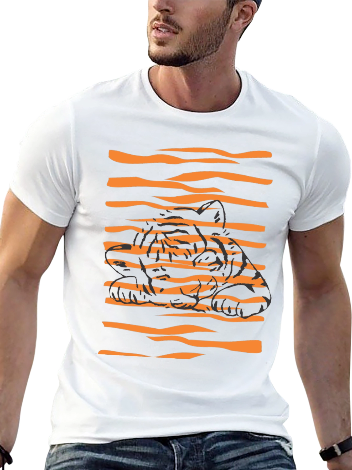 Striking Tiger Graphic Black T-Shirt