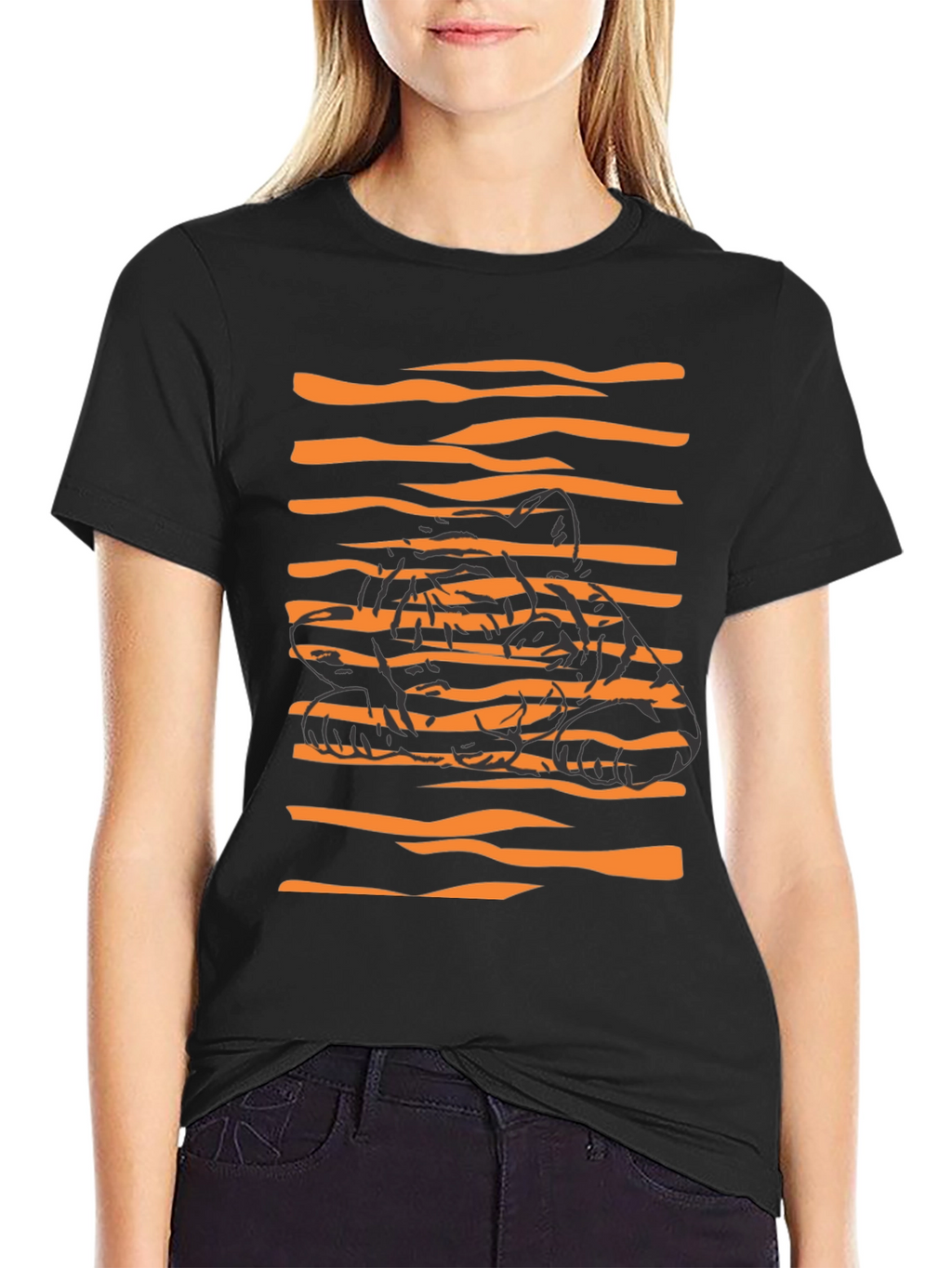 Striking Tiger Graphic Black T-Shirt