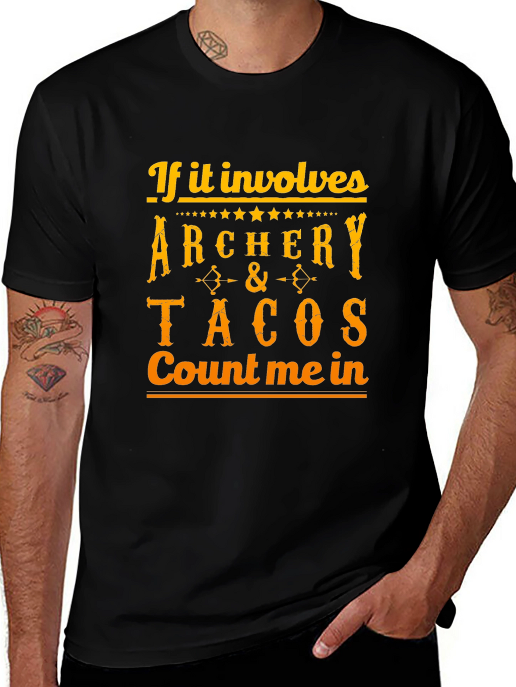 Archery & Tacos Mens Black Graphic Tee